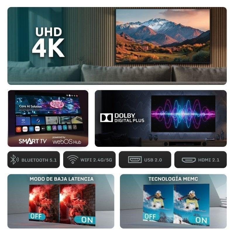 Thumbnail 2 de Nilait Prisma 50UD7004SWOS: TV LED 50" 4K con WebOS y barra Nilait Harmony 60W (blanca)