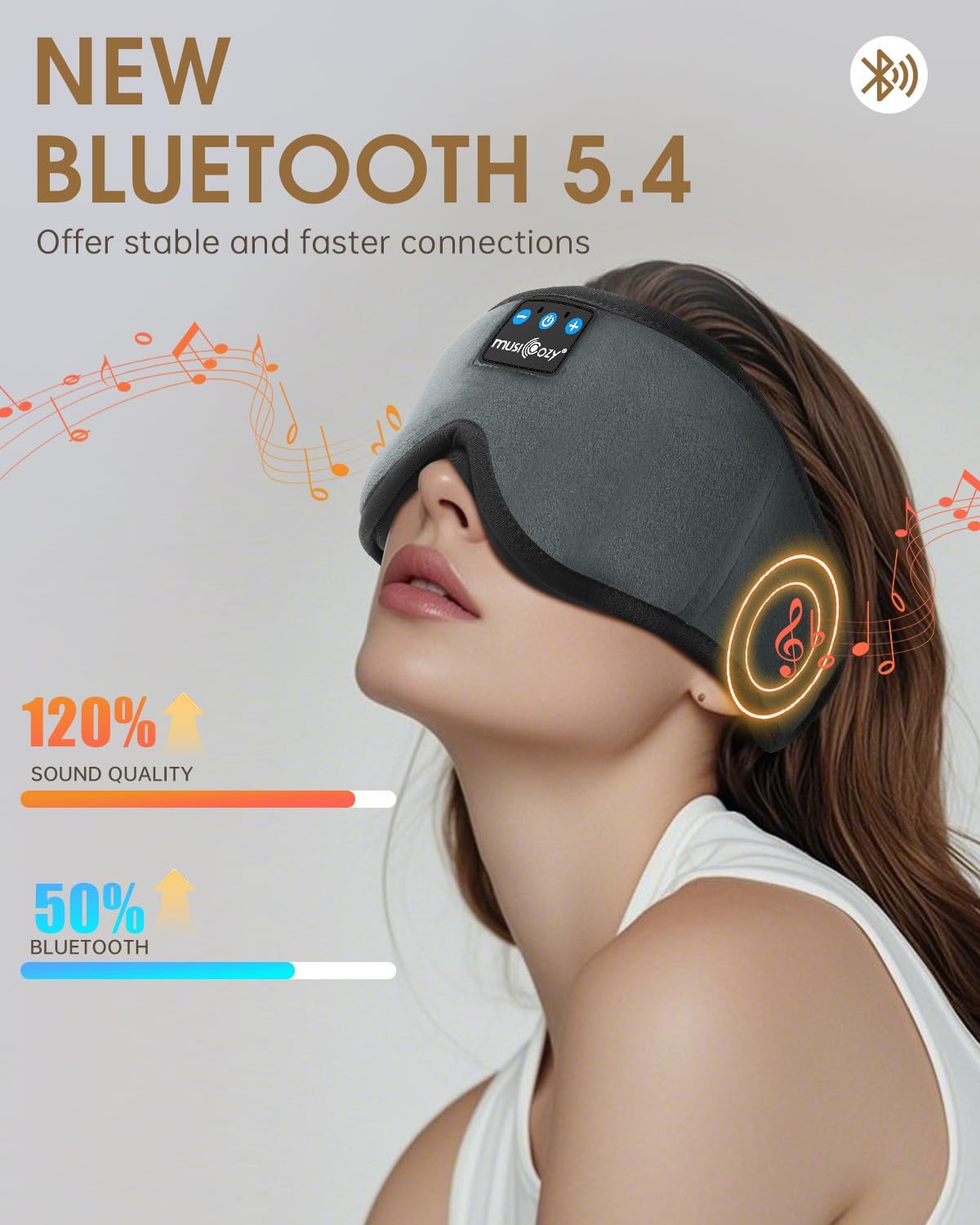 Thumbnail 5 de MUSICOZY 3D Bluetooth Sleep Mask Headphones 16H