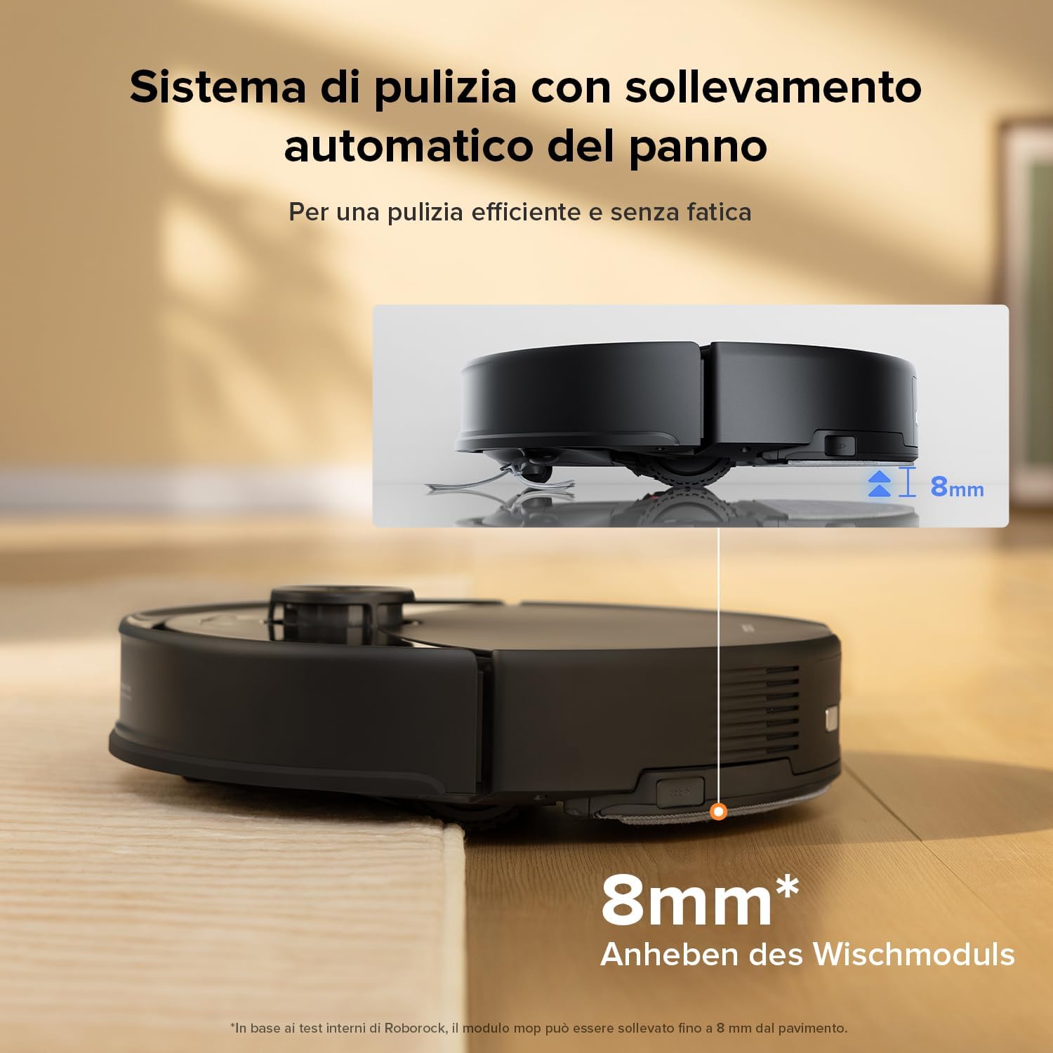 Detalle de roborock Q10 S5 Set: Robot aspirapolvere con 10.000 Pa, panni sollevabili, versione nera