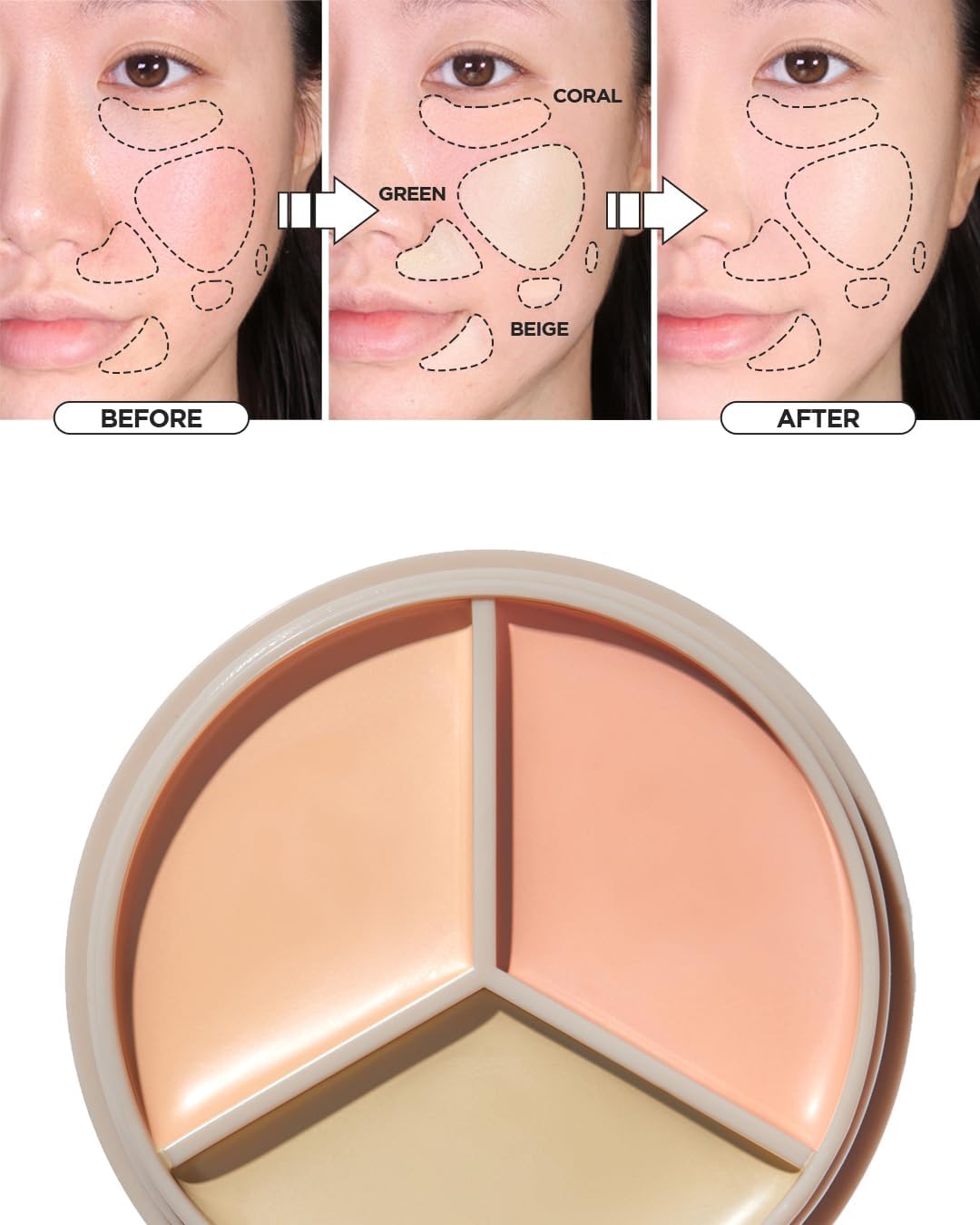 Thumbnail 2 de THESAEM Cover Perfection Triple Pot Concealer 03 Correct Up Beige – Correcteur triplo pour peau claire