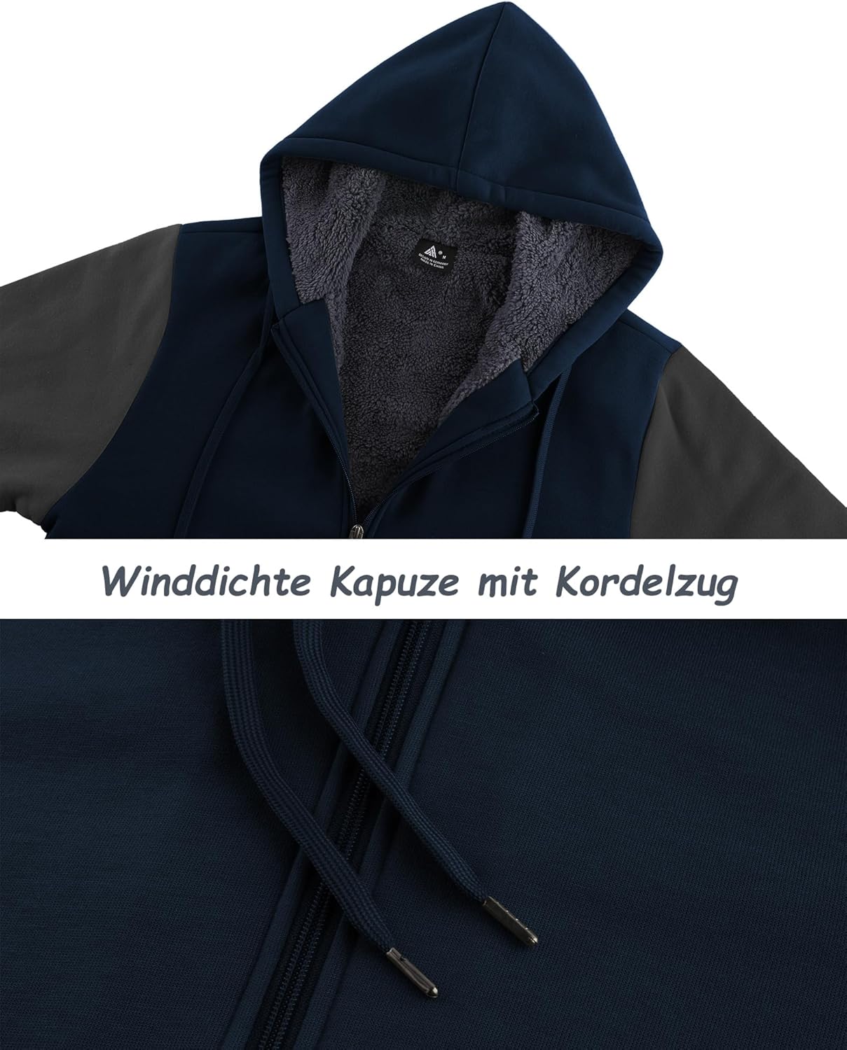 Thumbnail 2 de LLdress Giacca con Cappuccio da Uomo: felpa in pile imbottita, zip e tasche per outdoor invernale