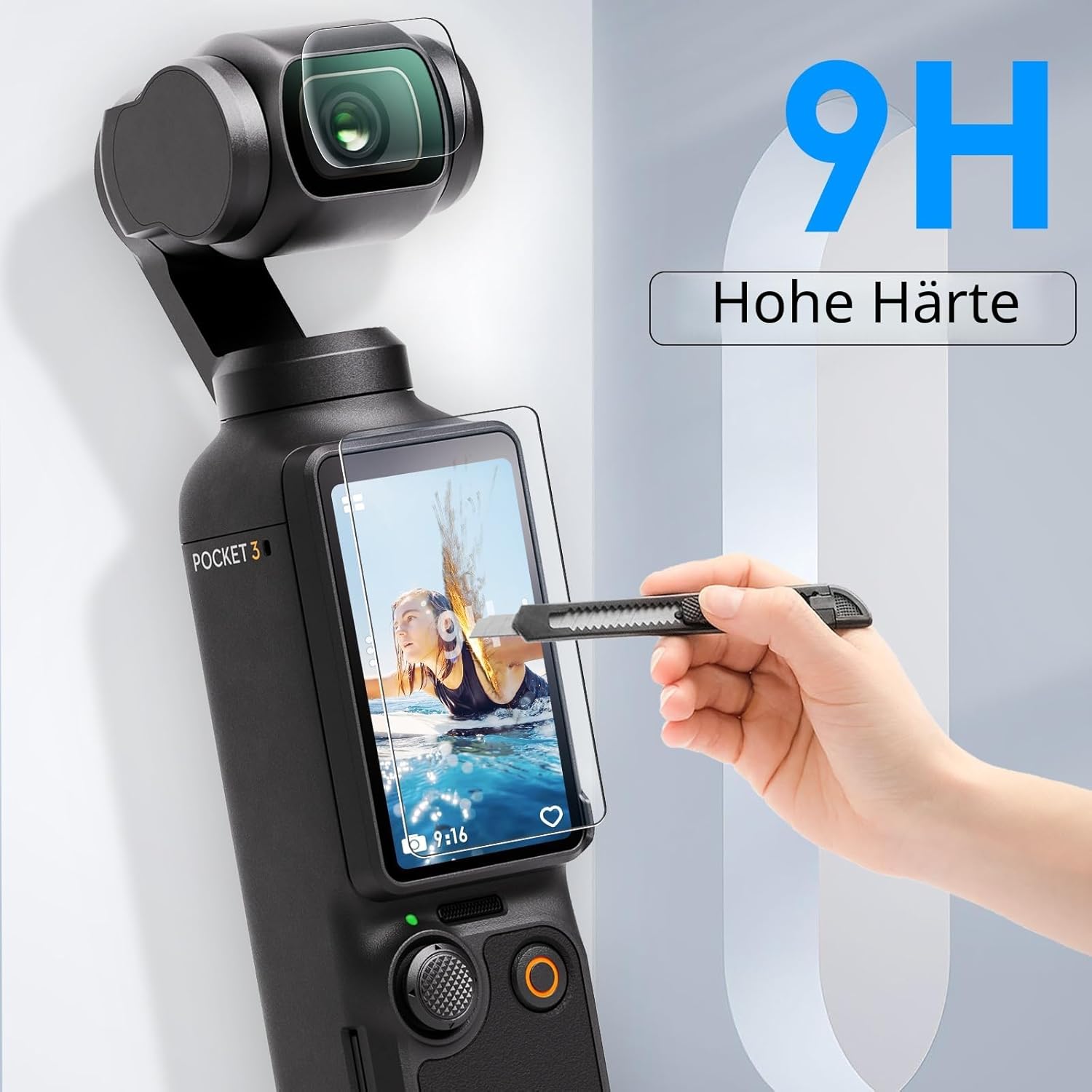 Detalle de FPVtosky 2× Objektivschutz & Displayschutzfolie für DJI Osmo Pocket 3 / Pocket 3 Creator Combo (gehärtetes Glas, 9H)