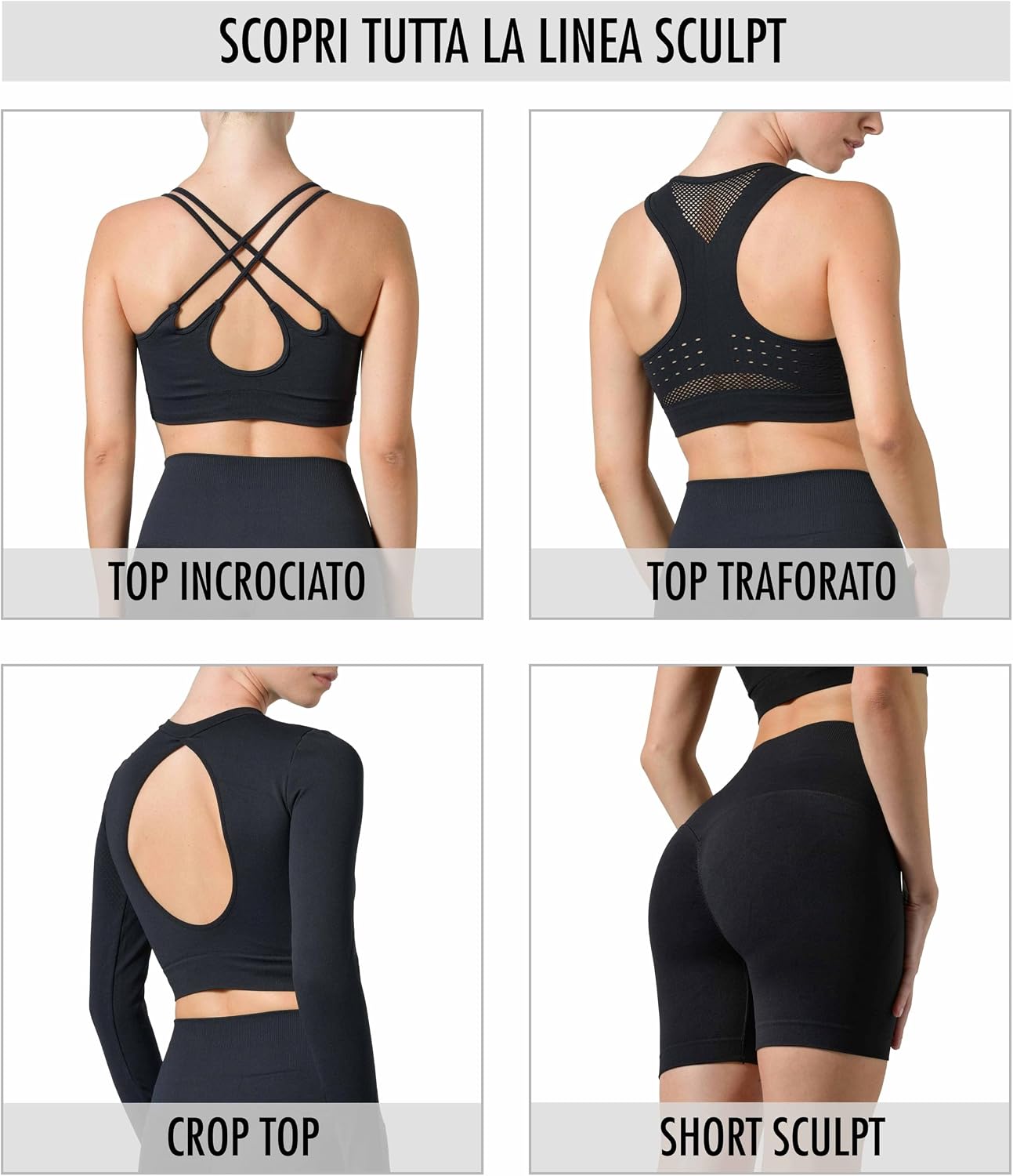 Thumbnail 6 de Risalti Leggins Push Up Sculpt a vita alta seamless Made in Italy per yoga e fitness