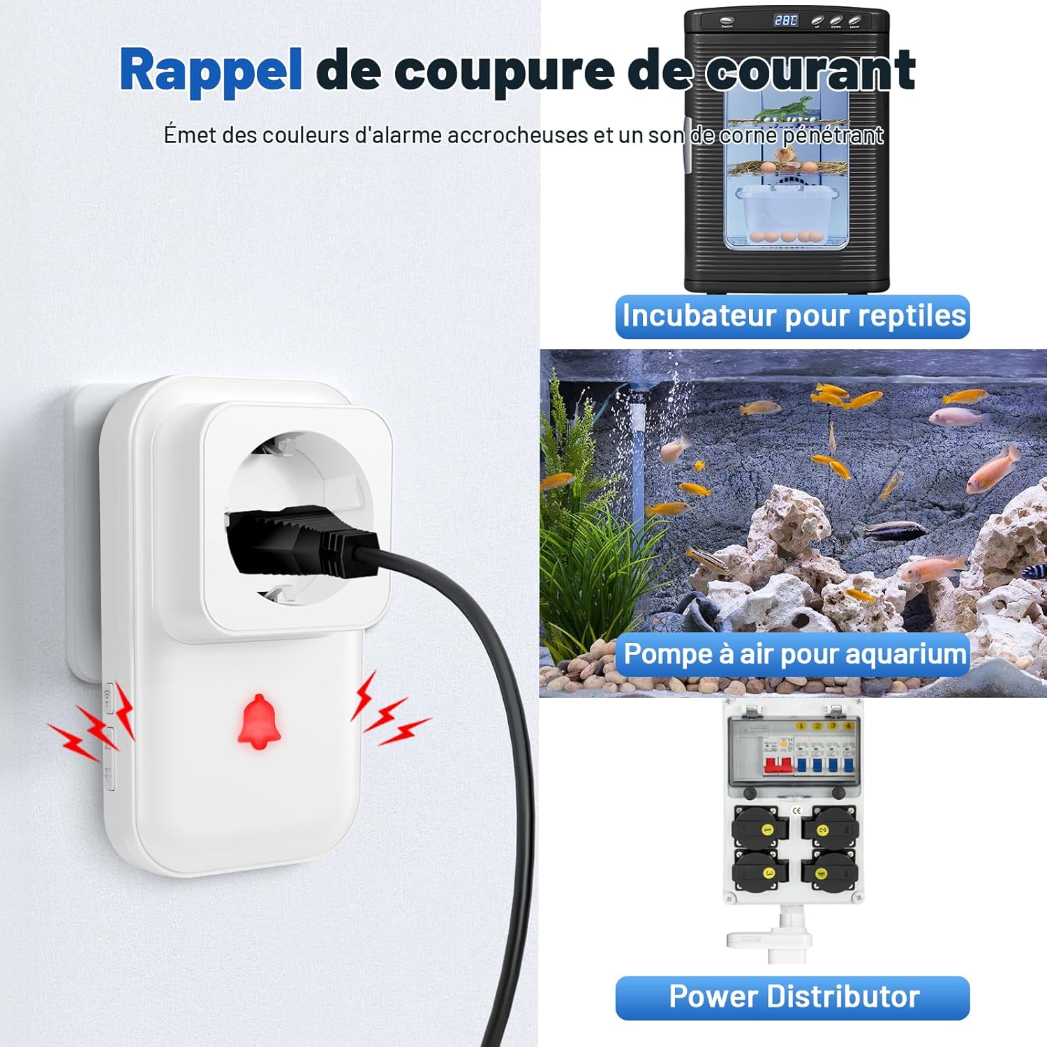 Thumbnail 5 de COTINSE Avviso allarme mancanza corrente con LED e volume regolabile (0–110 dB)