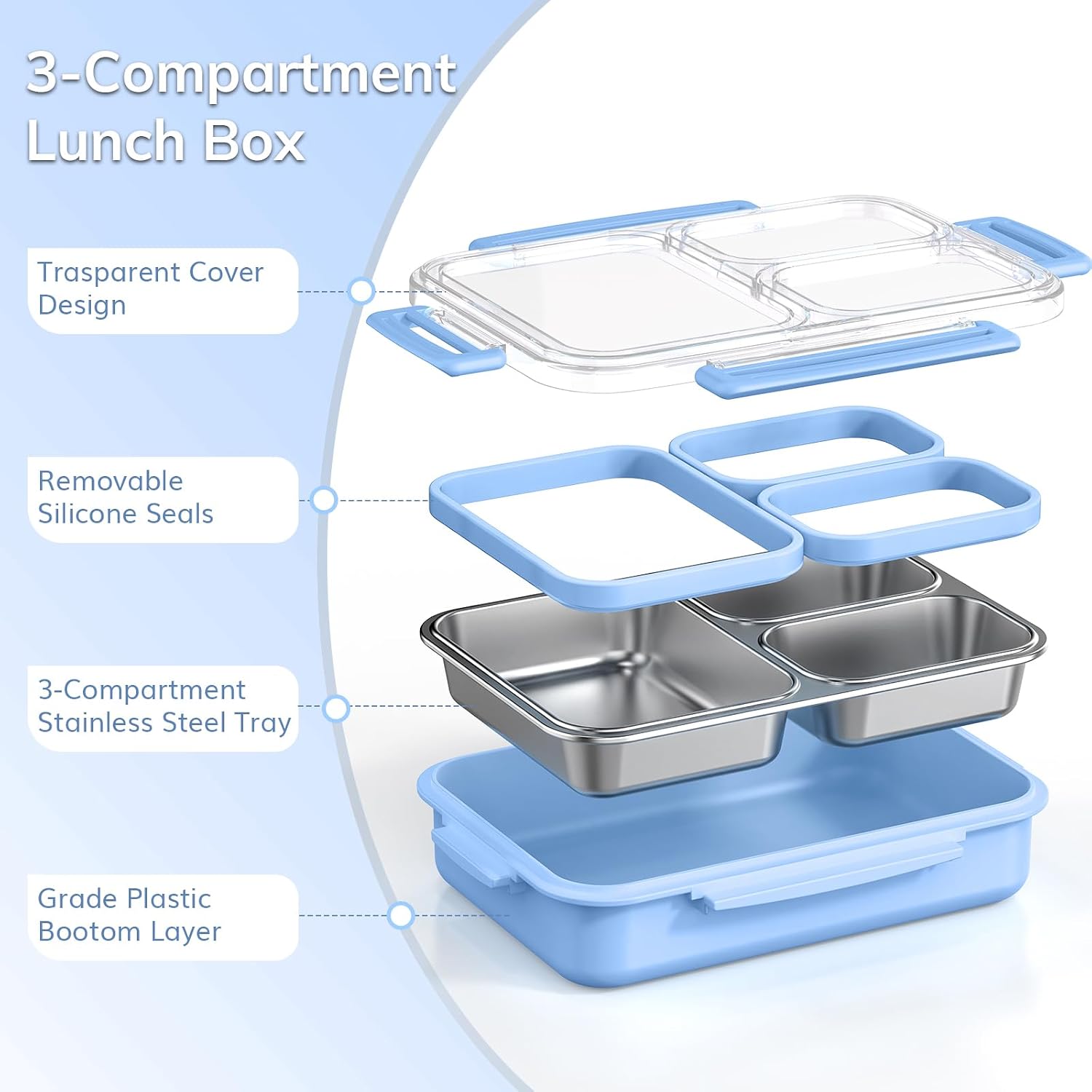 Detalle de KHOXU Stainless Steel Lunch Box 28 oz