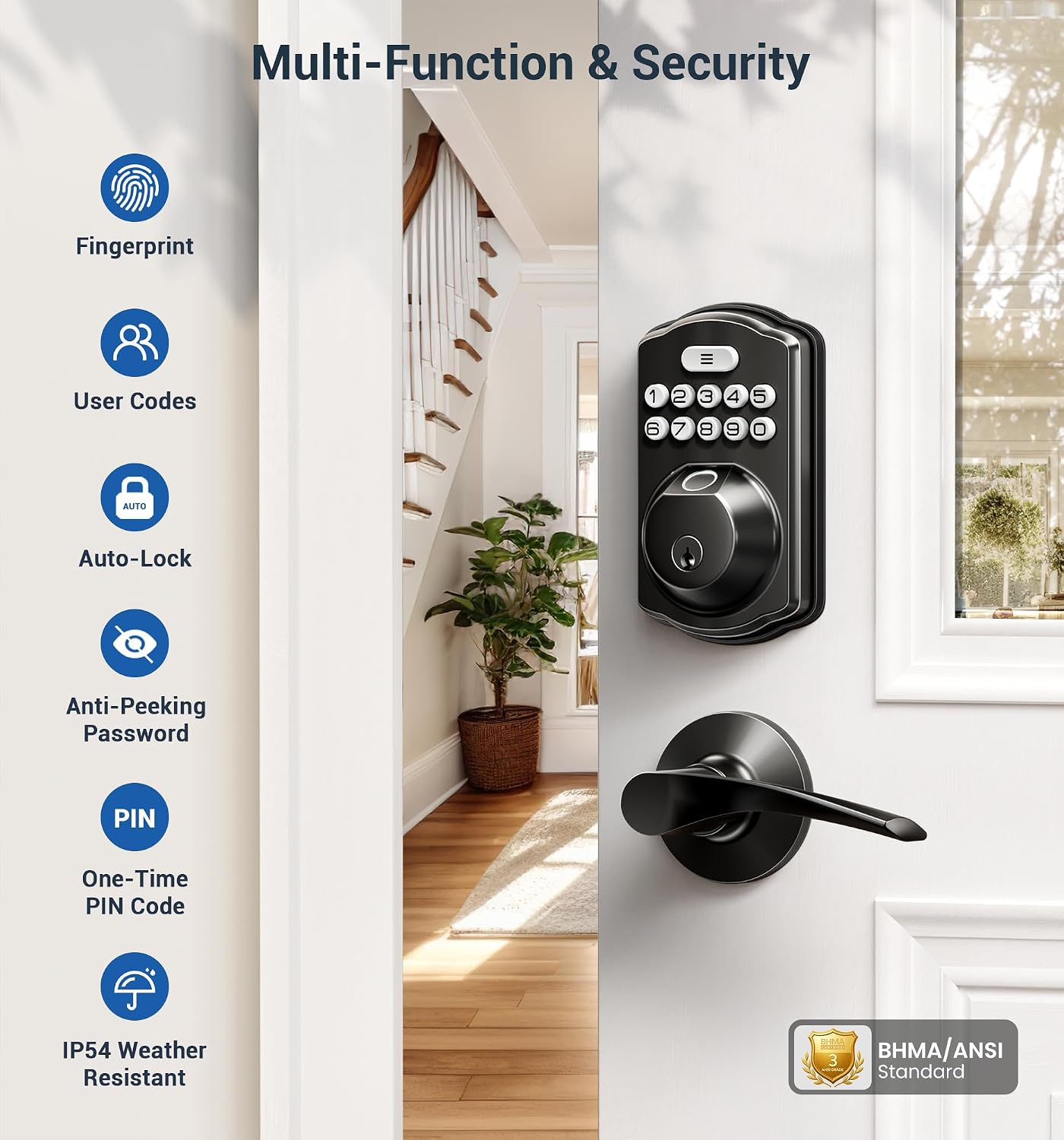 Detalle 2 de Veise Fingerprint Door Lock with Zinc Alloy Handles