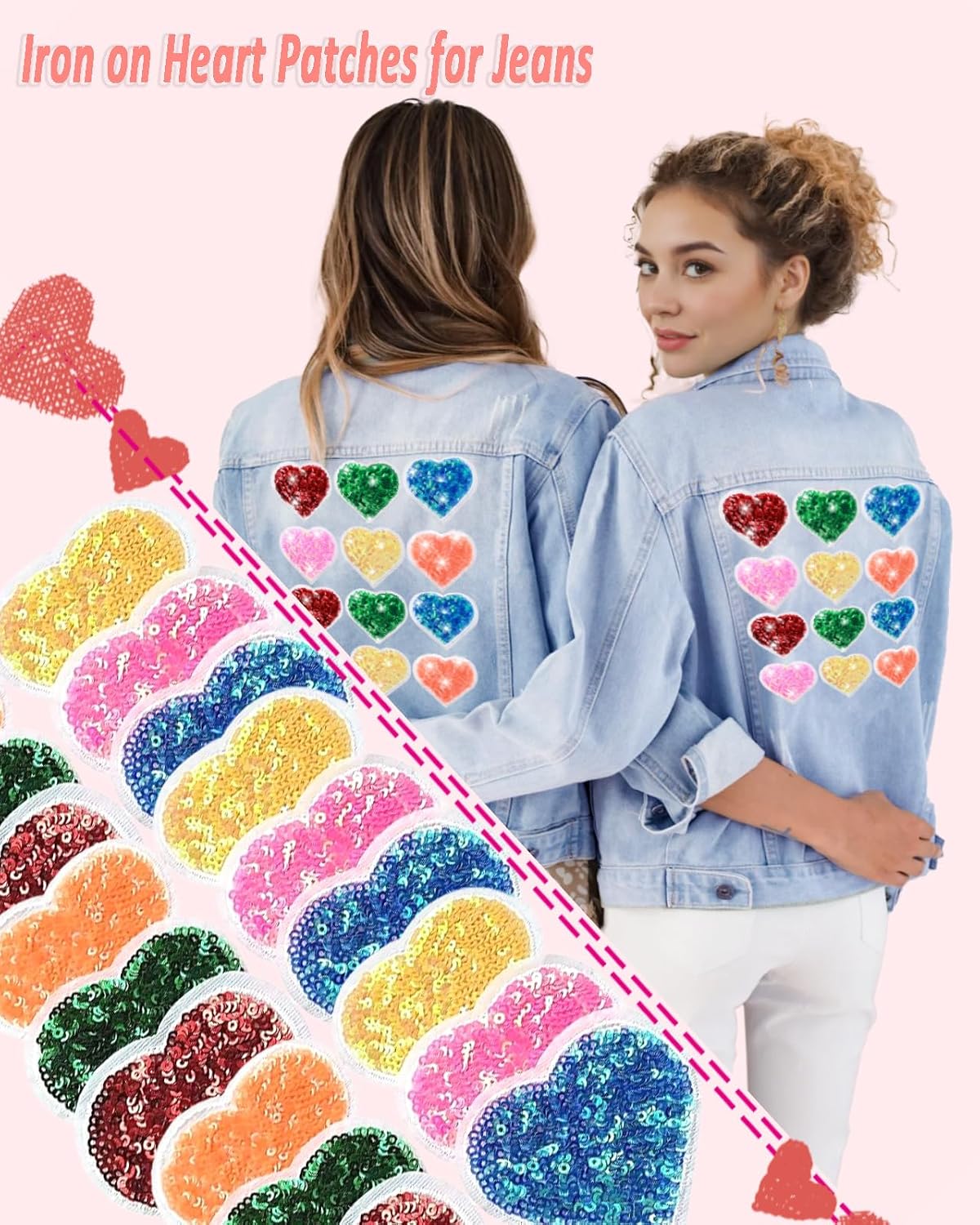 Detalle 1 de Sequin Heart Patches 12-Pack