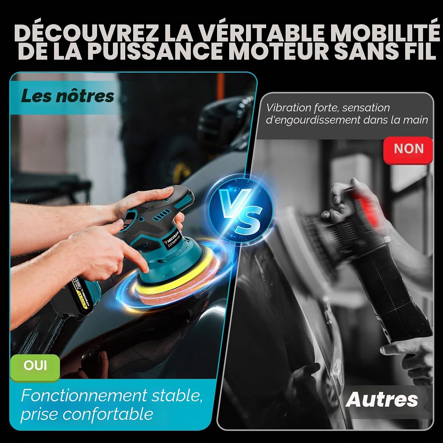 Detalle de Polisseuse Voiture Sans Fil 21V with Écran LCD et 26 Accessoires – Performance et Polyvalence