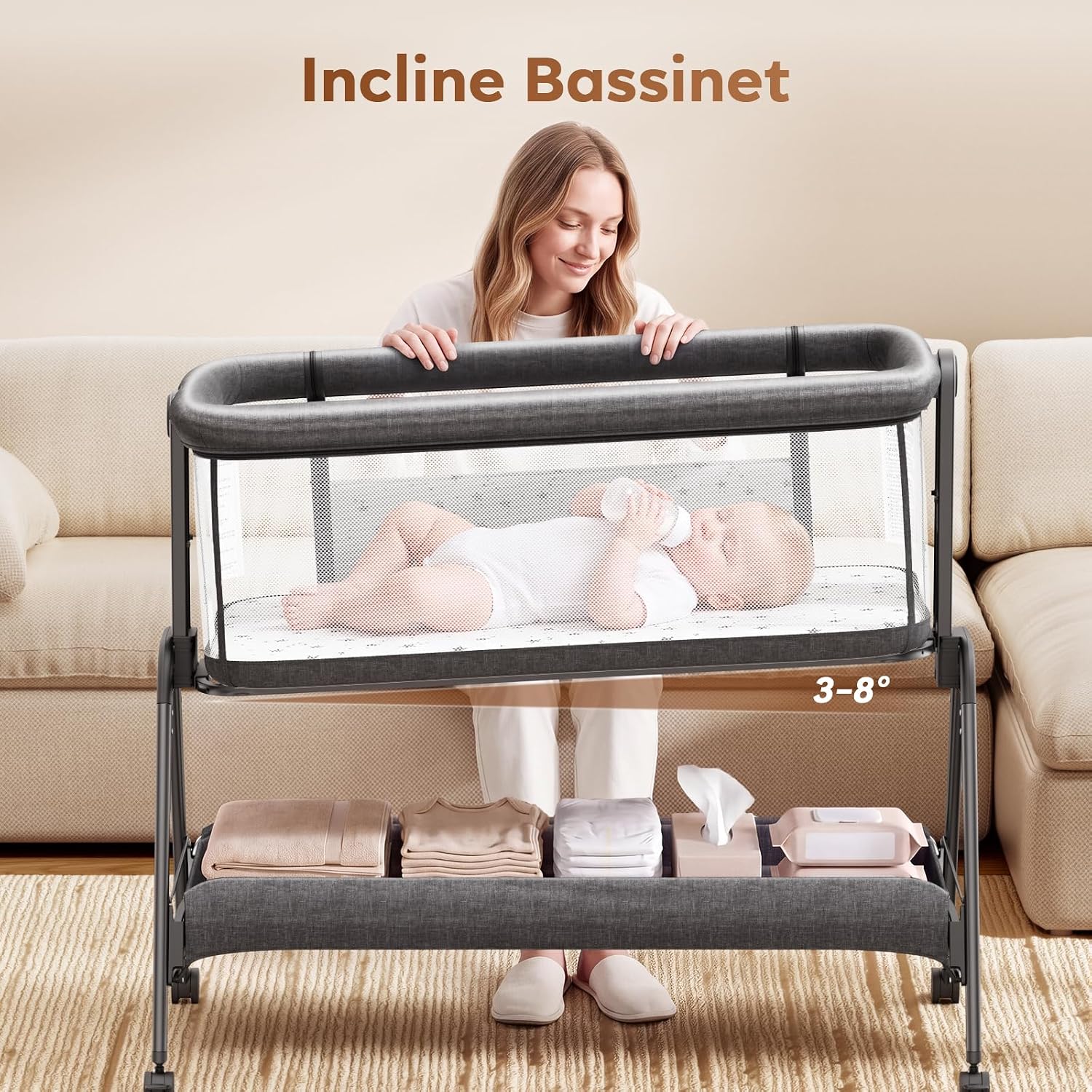 Detalle 2 de ANGELBLISS Baby Bassinet 20 lb Capacity