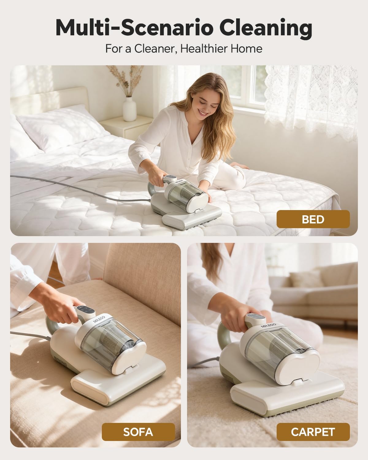 Detalle de Mr.ego MY-3206C-R2 Mattress Vacuum Cleaner with UV-C, HEPA Filter & Dust Sensor