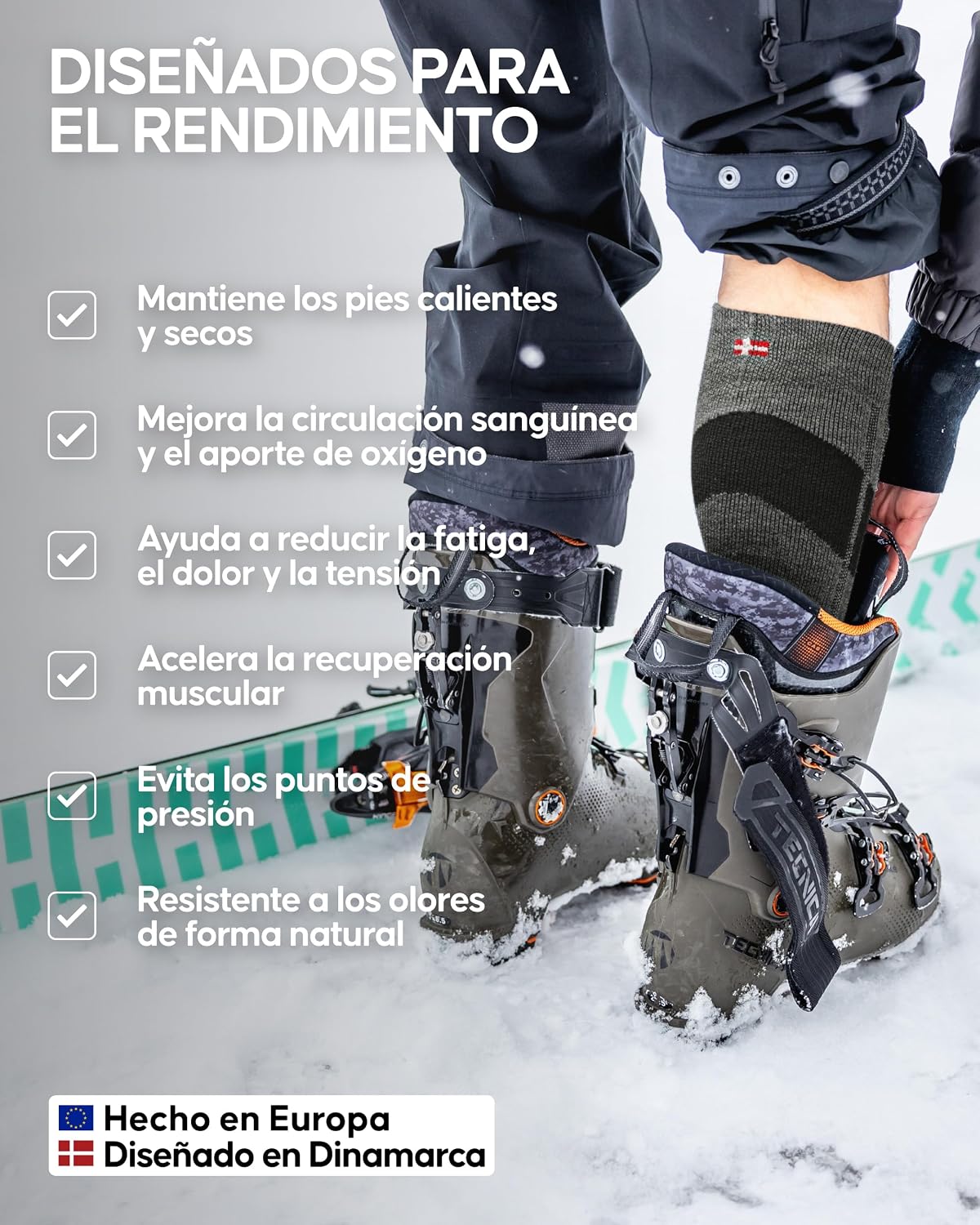 Thumbnail 2 de DANISH ENDURANCE Calcetines Esquí Merino 18‑23 mmHg