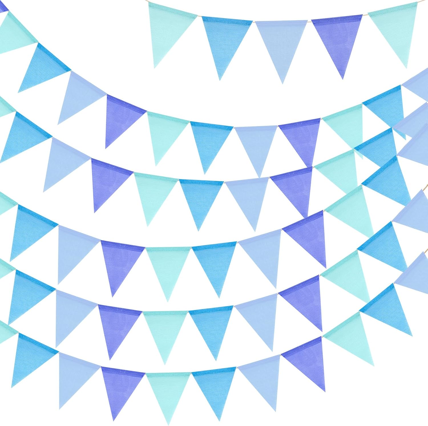 Detalle de G2PLUS 20M Blue Burlap Bunting with 60 Pennants: Reusable Hessian Outdoor Banner for Parties and More