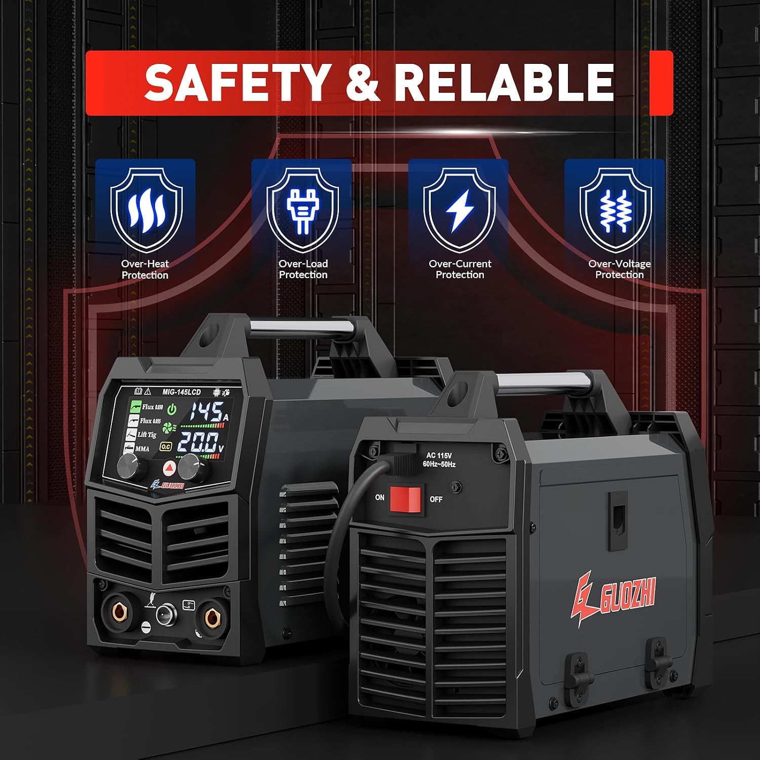 Thumbnail 6 de GZ GUOZHI 145A 3-in-1 MIG/ARC/Lift TIG Welder (110V) with Large LCD Display