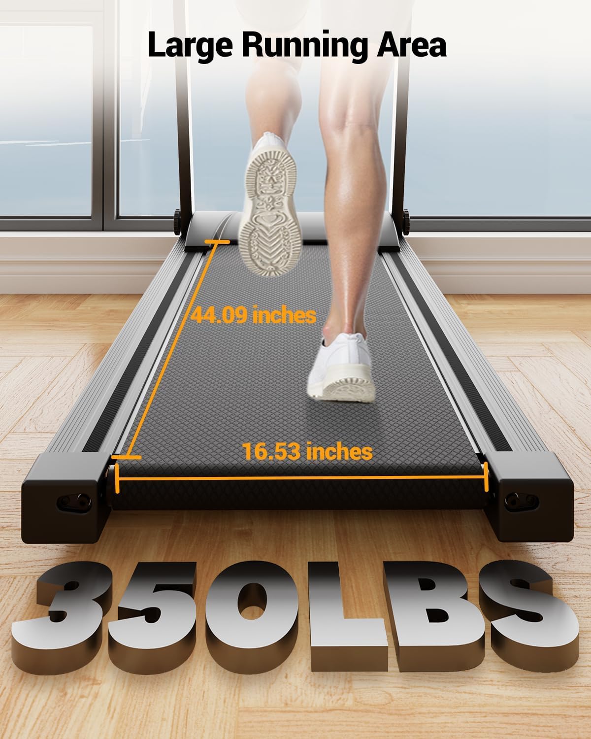 Detalle de DeerRun 3.5 HP Foldable Walking Pad Treadmill with Handrail and Smart App