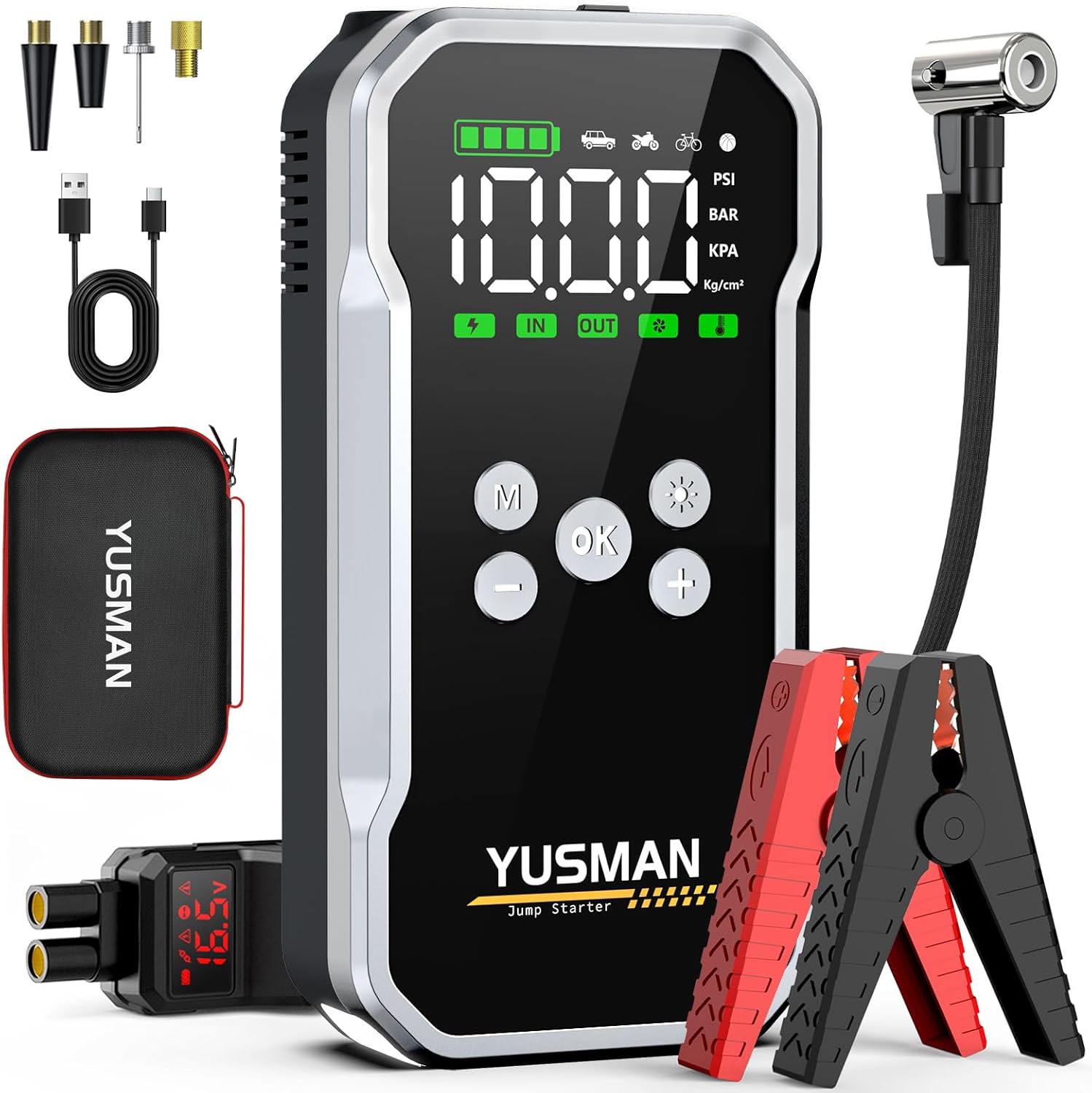 Detalle de YUSMAN Arrancador de baterías 12V 7000A 15800mAh