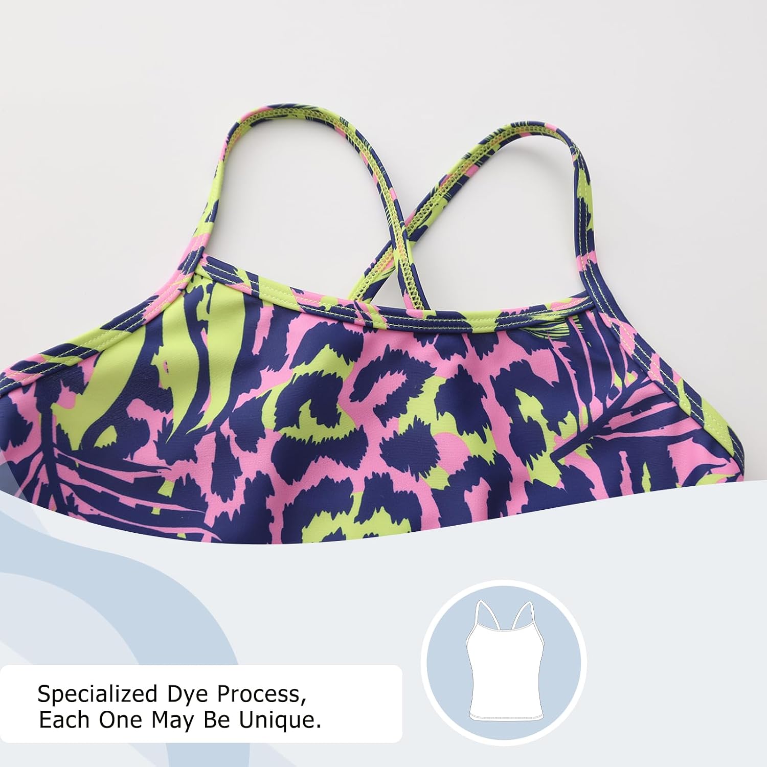 Detalle de Girls Two Piece Swimming Costume (Tankini) for 5–16 Years: Colourful, Adjustable and Easy-Care Beachwear