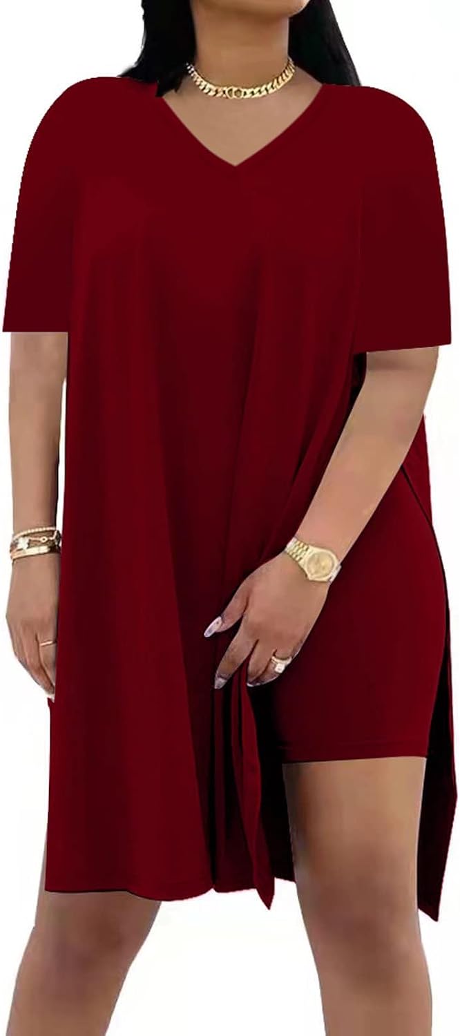 Detalle de Difanlv Plus Size Women 2 Piece Outfits Shorts Sets | Comfortable, Trendy Two-Piece Set for Lounge or Light Activity
