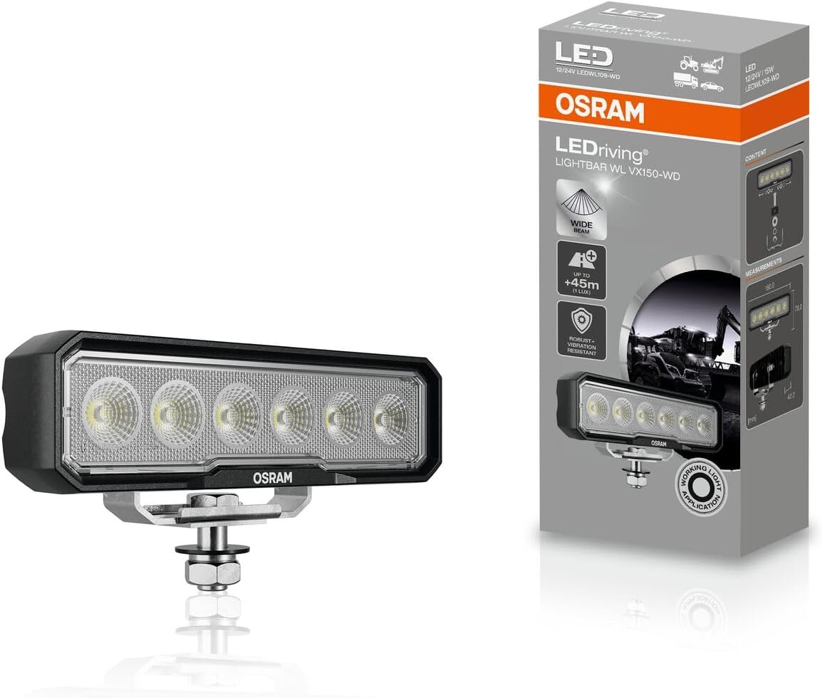Detalle de Osram LEDriving Lightbar WL VX150-WD – Offroad-Arbeitsscheinwerfer, 1500 lm, 12/24 V