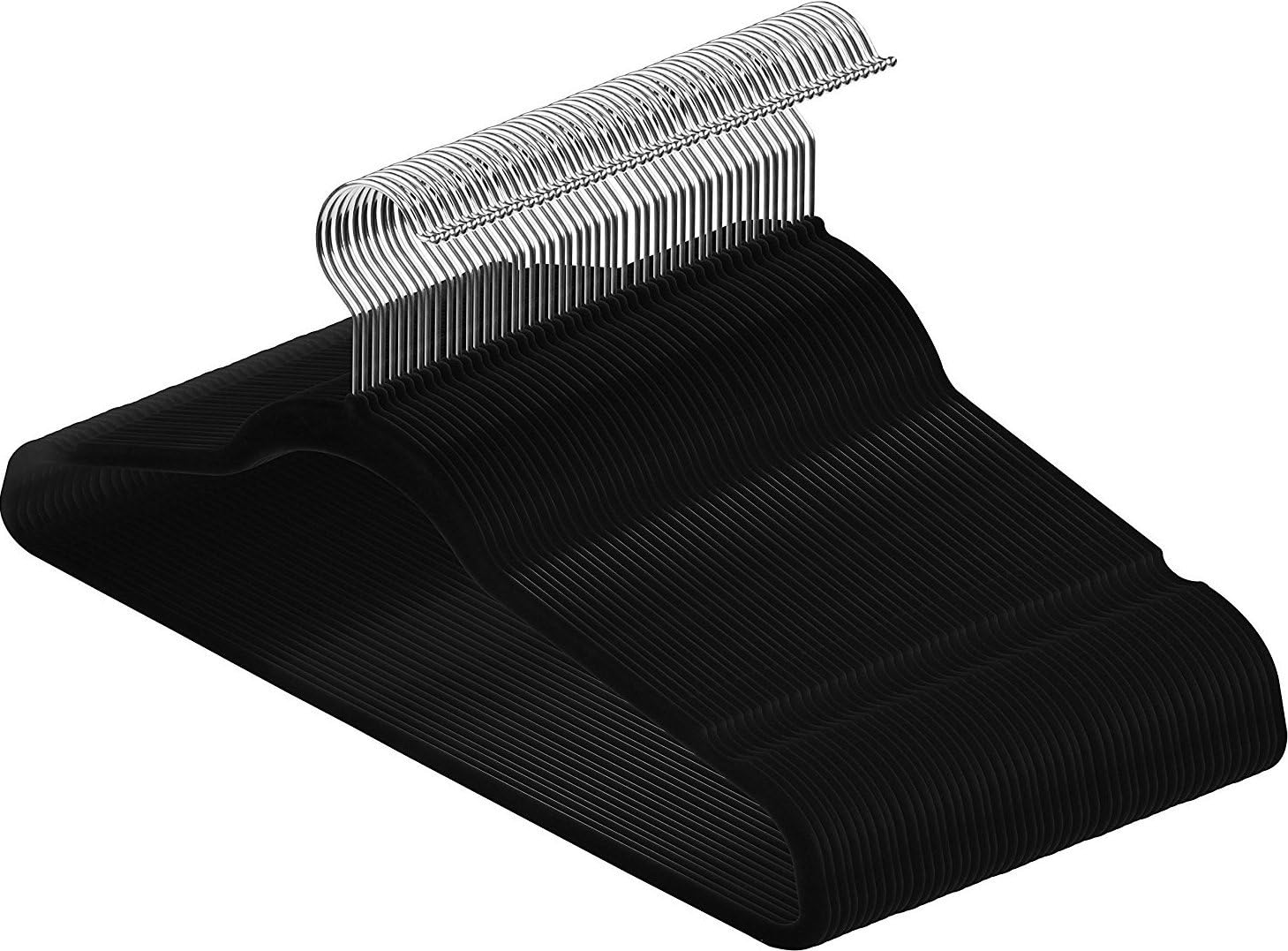 Detalle 2 de Utopia Home Premium sammetshängare, svart 50-pack med halkskydd