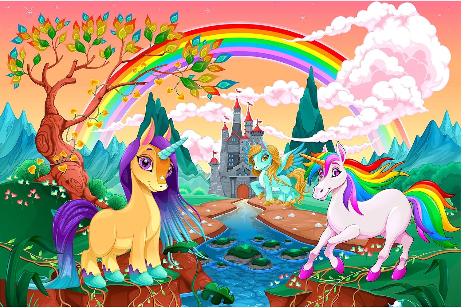 Detalle de Jigsaw Puzzles for Kids: 100 Piece Rainbow and Castle Puzzle for 6-Year-Olds