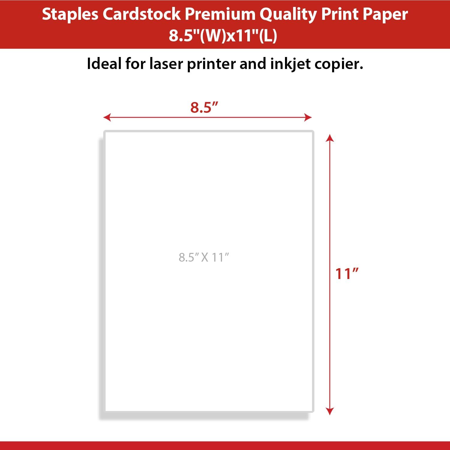 Detalle 2 de Staples Cardstock Paper, 8.5 x 11 in, Matte White, 110 lb, 250 Sheets