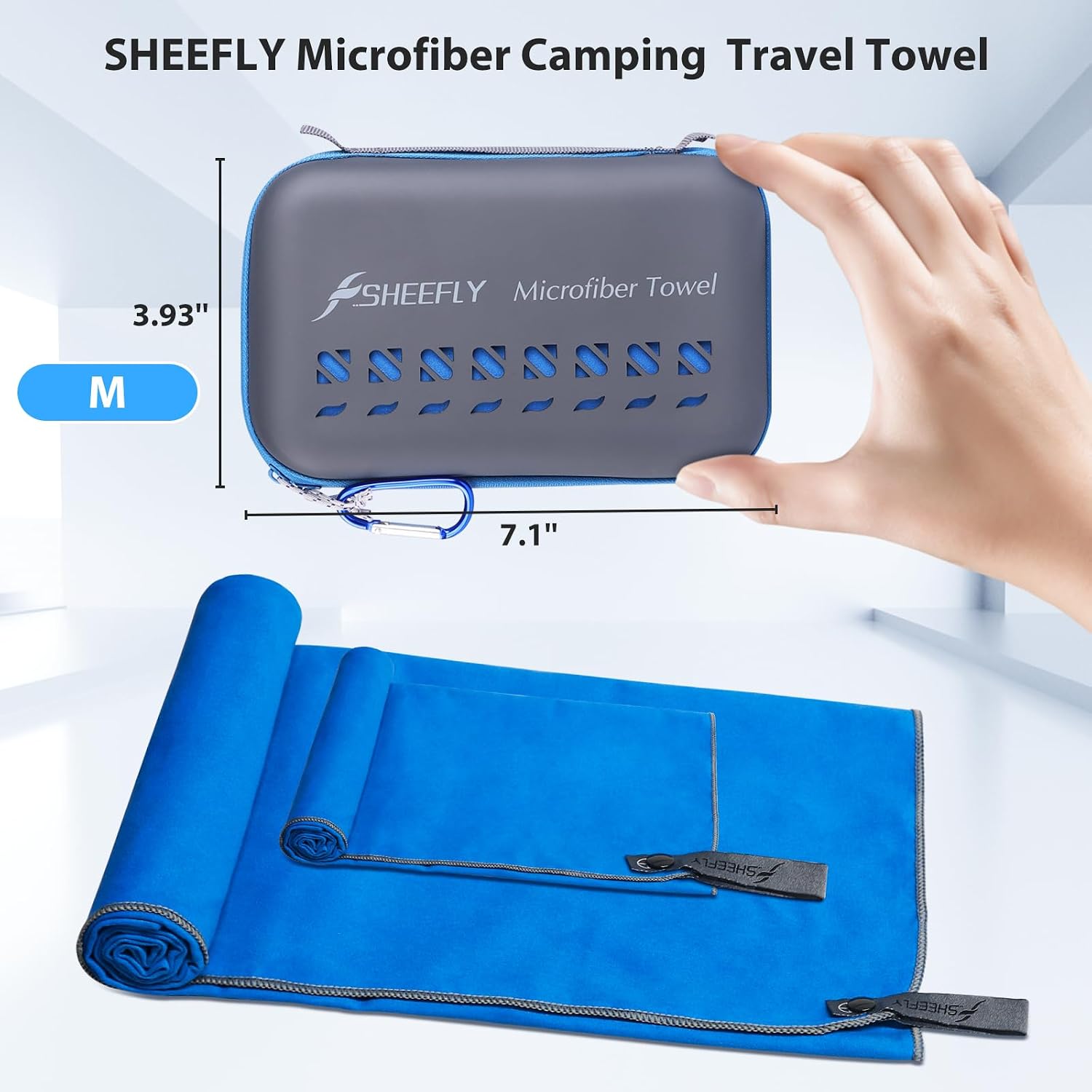 Thumbnail 1 de SHEEFLY Microfibre Travel Quick Dry Towel (Dark Blue) – Ultra Compact, Soft and Lightweight