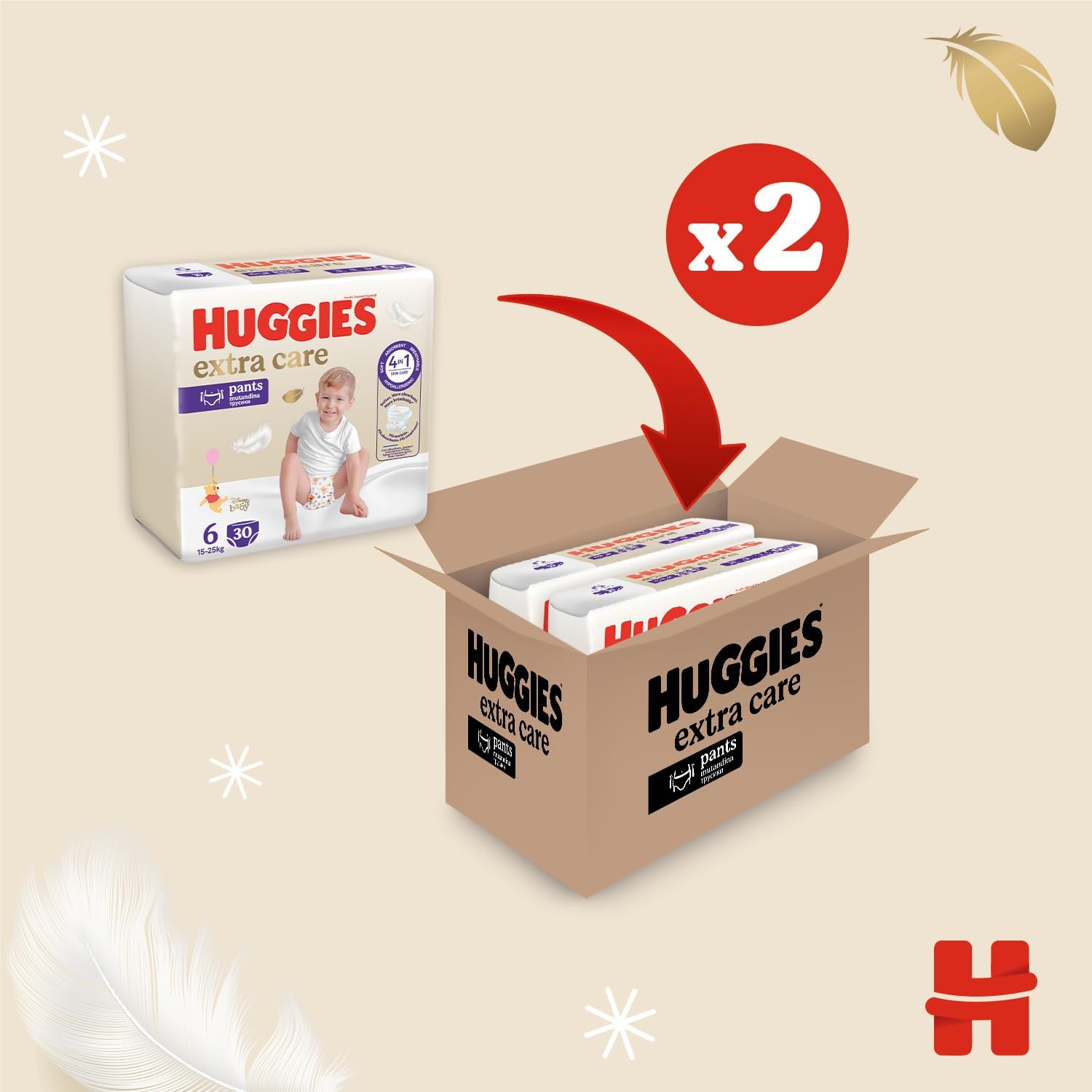 Detalle de Huggies Extra Care Mutandine Ultra assorbenti Taglia 6 (15-25 kg) – Pacco Mega 60 pz
