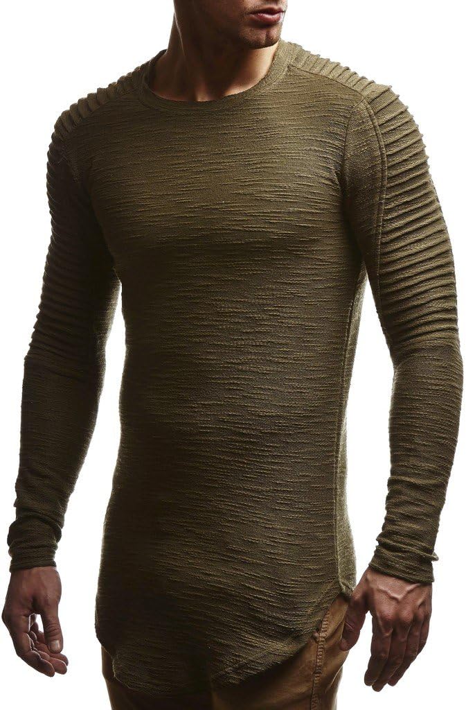 Detalle de Leif Nelson LN6326 : hoodie sweat homme à col rond, manches longues et coupe oversize