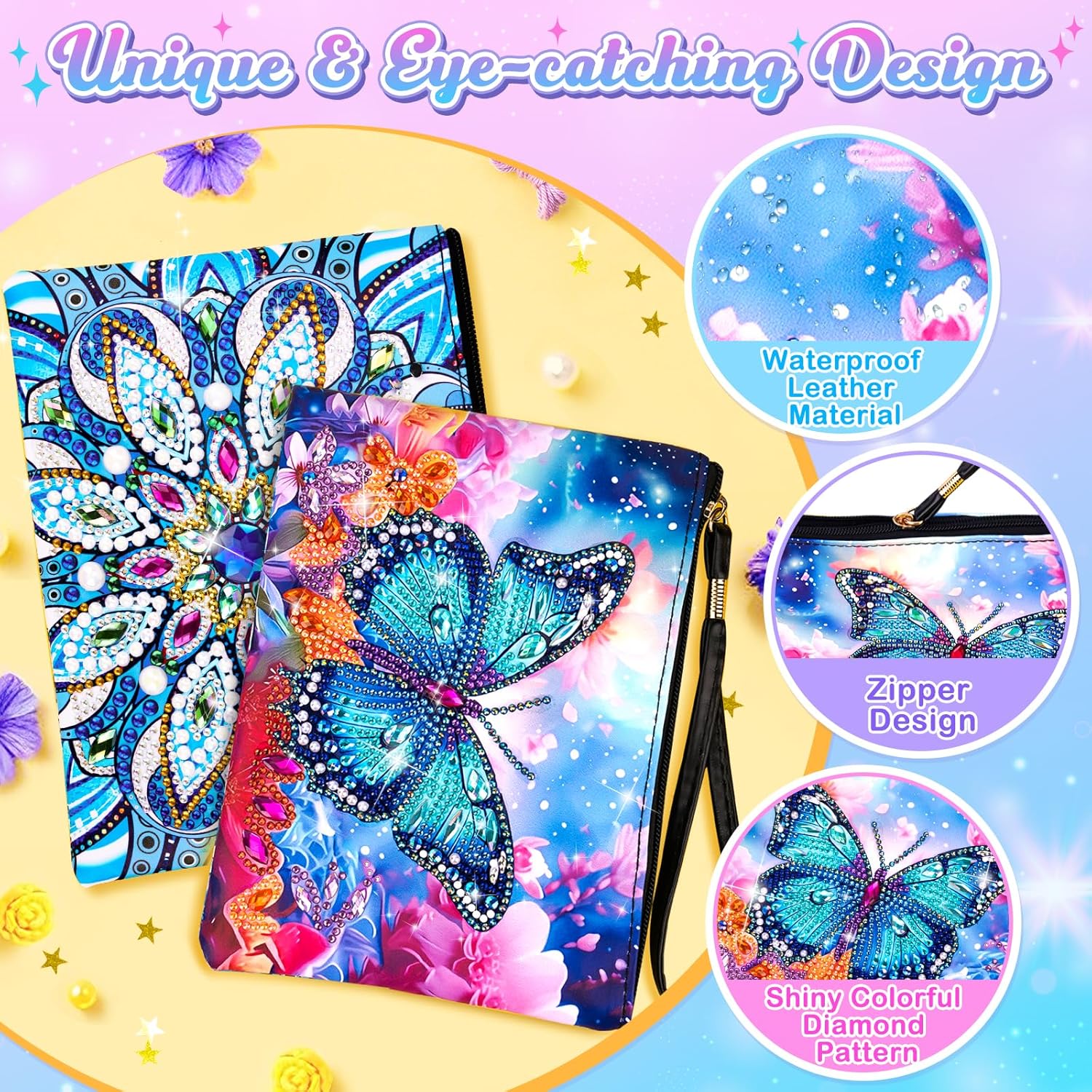 Detalle de Flnlano Diamond Art Handbags Kit for Kids (Ages 6-15) – Creative Craft Gift for Girls 8-12