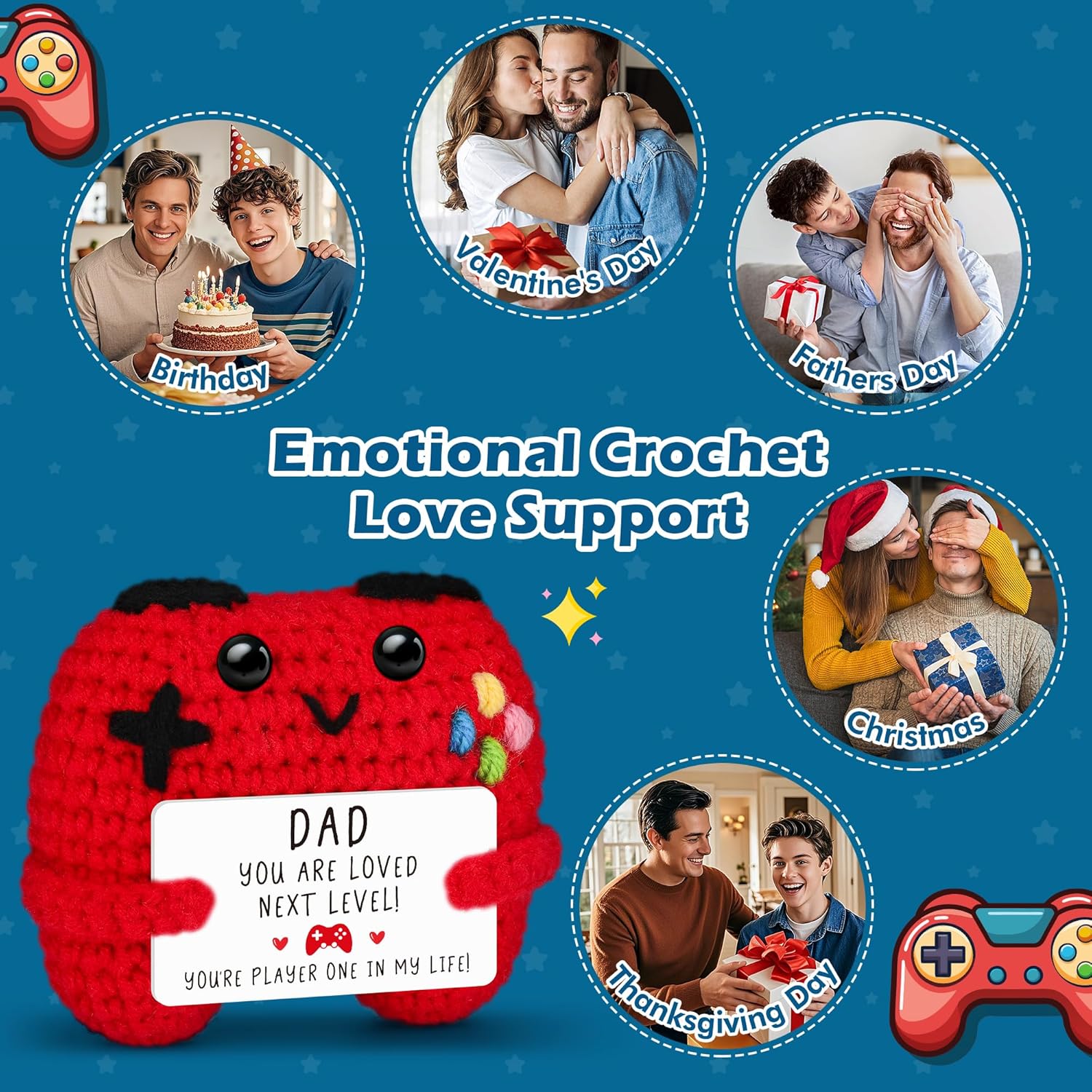 Thumbnail 4 de Busy Gaming Life Crochet Game Controller: A Handmade Dad Gift for Easter, Father’s Day, and Birthdays