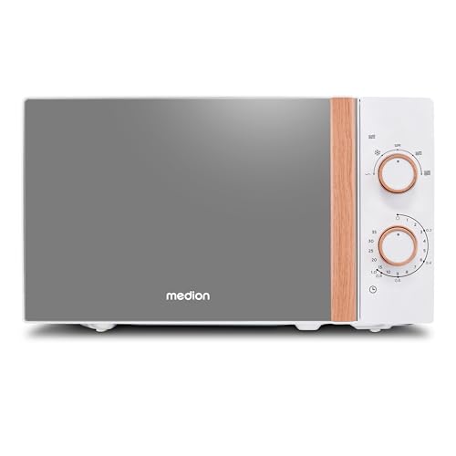 Detalle de MEDION MD10596 Mikrowelle in Holzoptik – 20 l, 700 W, freistehend, weiß