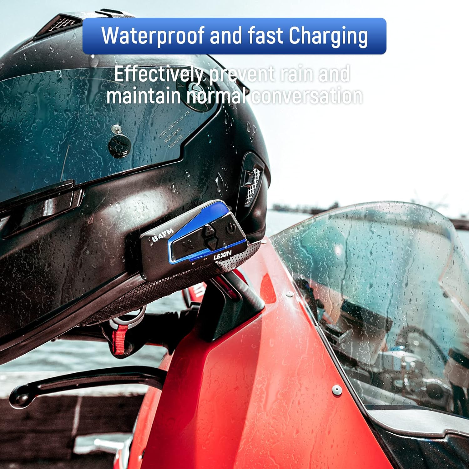 Thumbnail 4 de LEXIN B4FM Motorcycle Bluetooth Intercom (10-rider group system) with Music Sharing & IP67