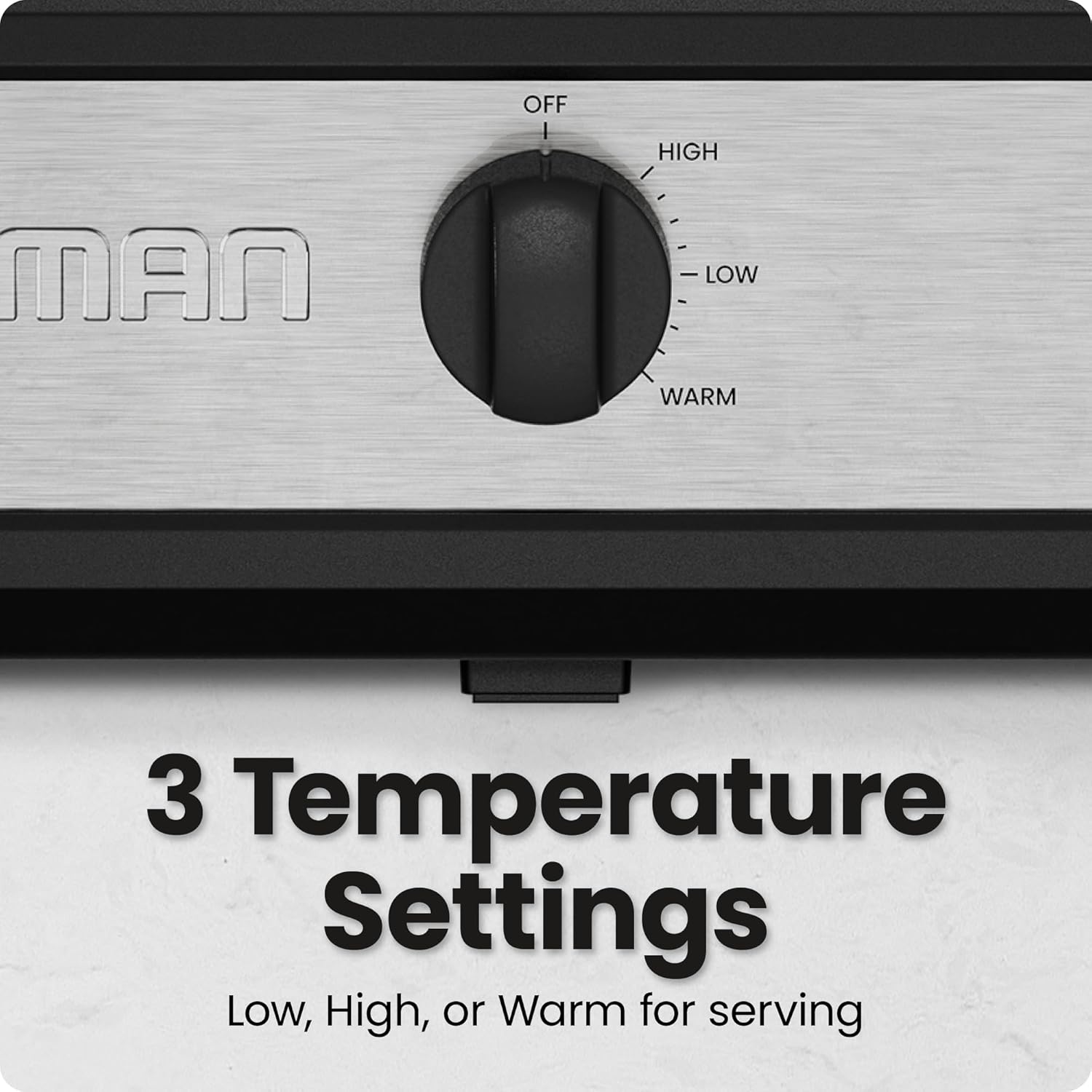 Detalle de Chefman Triple Slow Cooker & Food Warmer with 3 Ceramic Crocks (7.5-Quart Total, PFAS-Free)