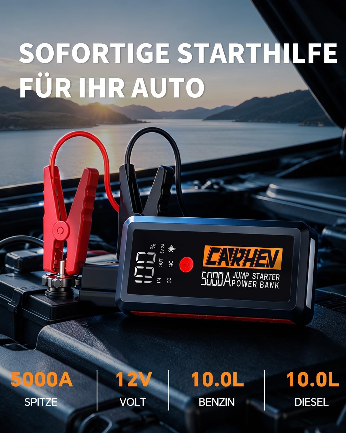 Detalle 2 de CARHEV 5000A Starthilfe Powerbank 26.800 mAh