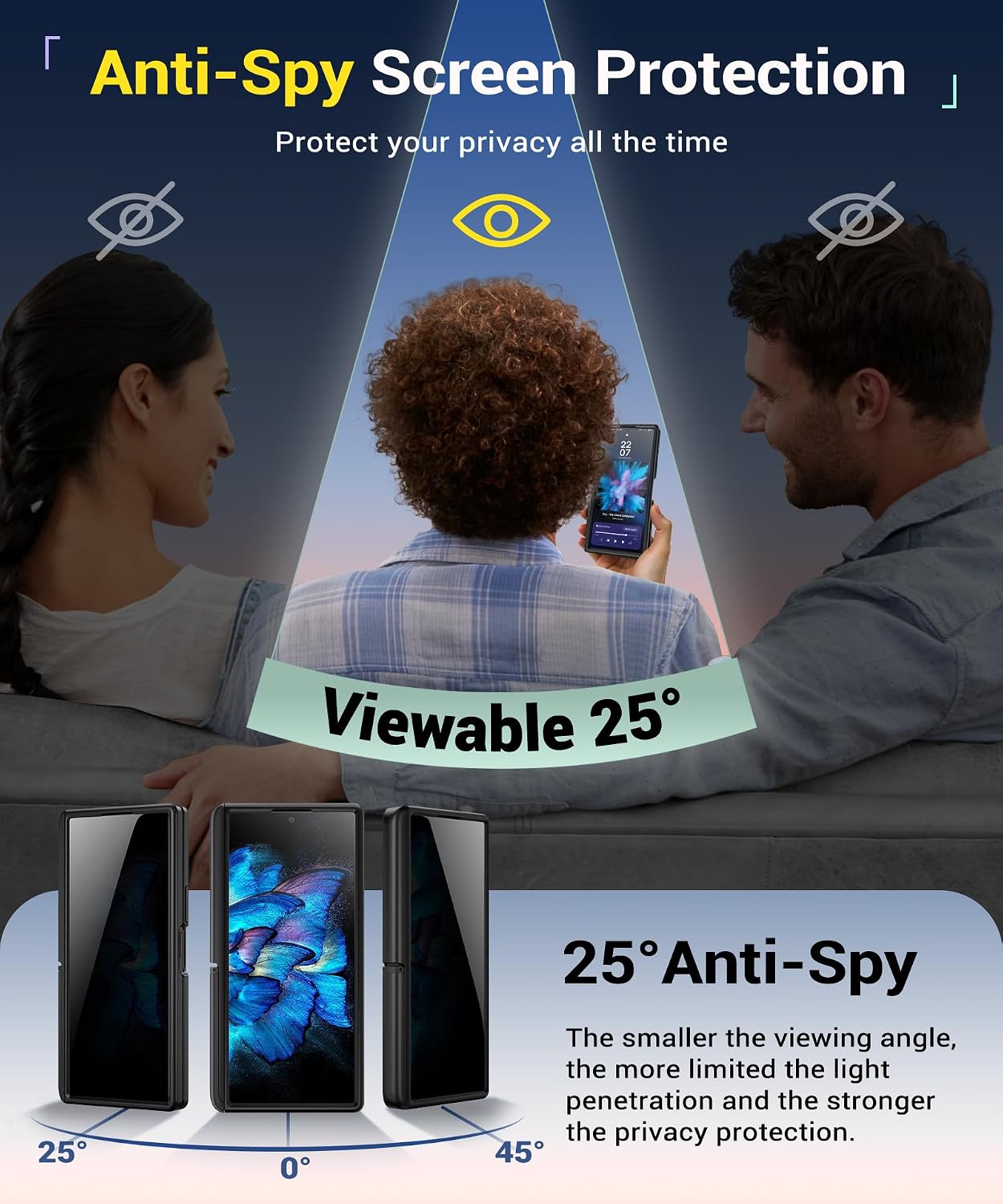 Detalle de BERFY Samsung Galaxy Z Fold 7 privacy case with 2 kickstands