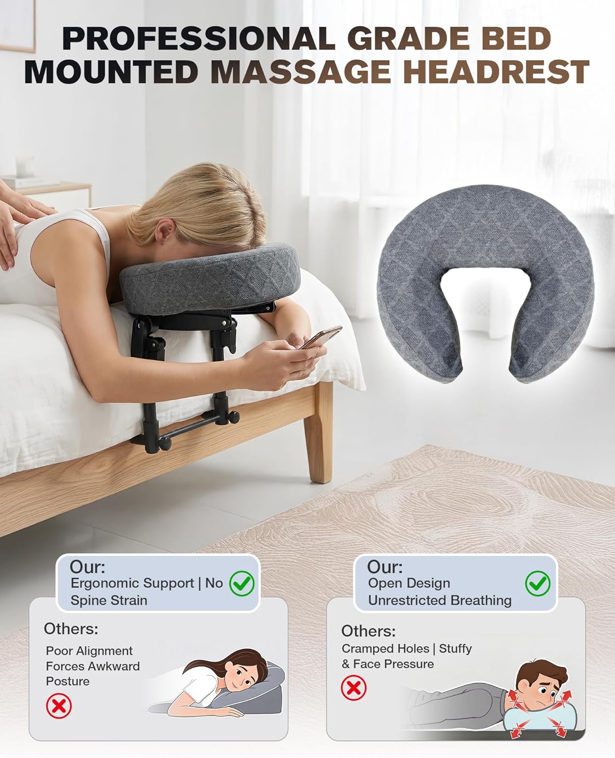 Thumbnail 3 de Aucoza Massage Headrest for Bed — Adjustable face-down massage face cradle