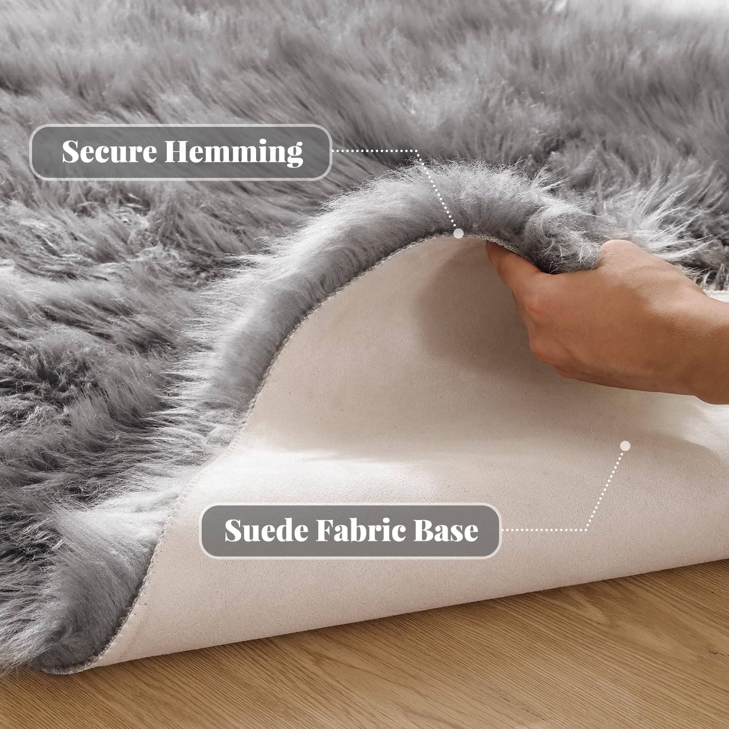Thumbnail 2 de ORINOVA Tapis gris en fausse fourrure 60x90 cm (shaggy doux) pour chambre