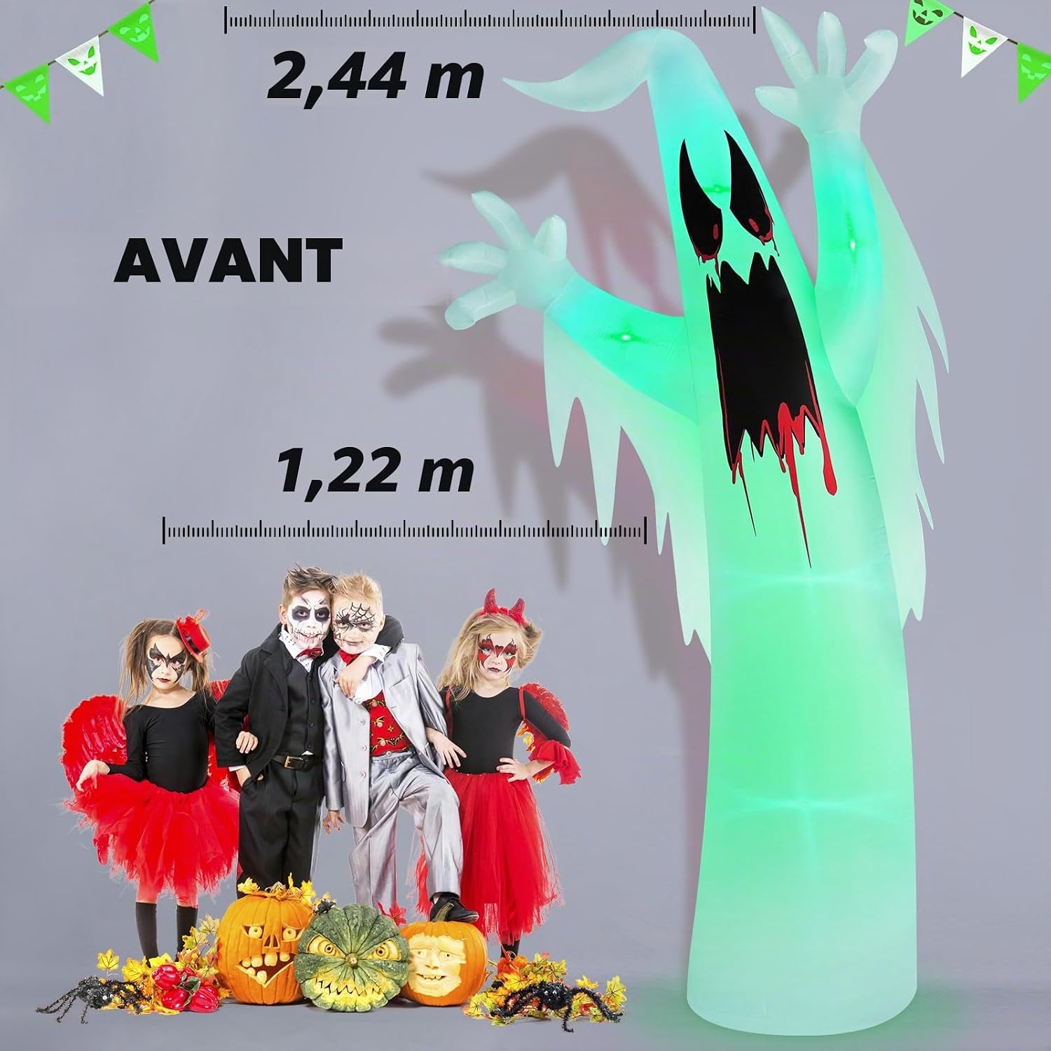 Detalle de Danxilu opblaasbare Halloween-geest van 2,4 m met kleurwisselende leds