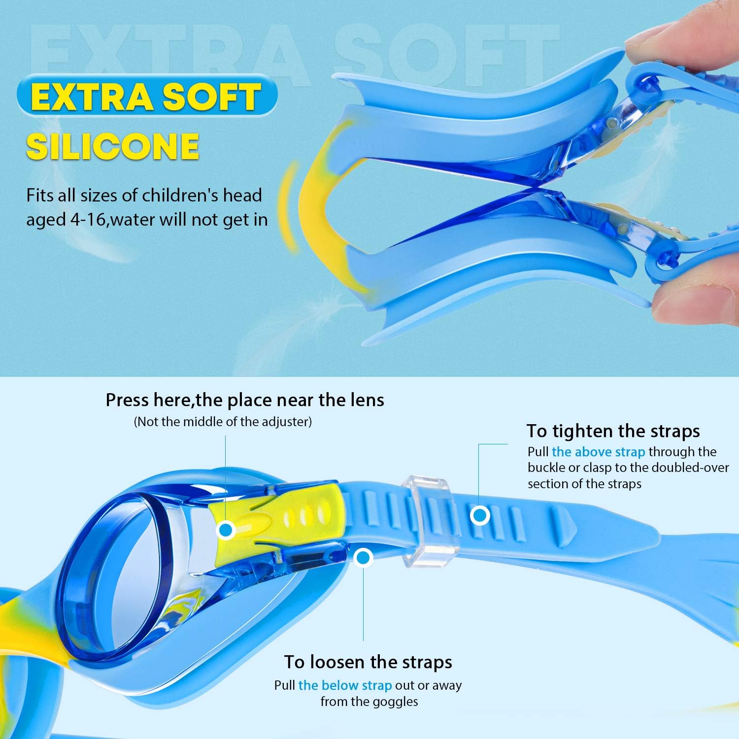 Detalle de Portzon Kids Swim Goggles with Silicone Seals