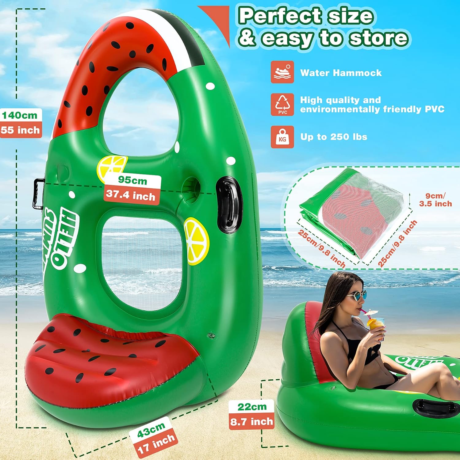 Detalle de Gontence Bouee Piscine: Matelas Gonflable Ergonomique avec Hamac et Repose-Pieds
