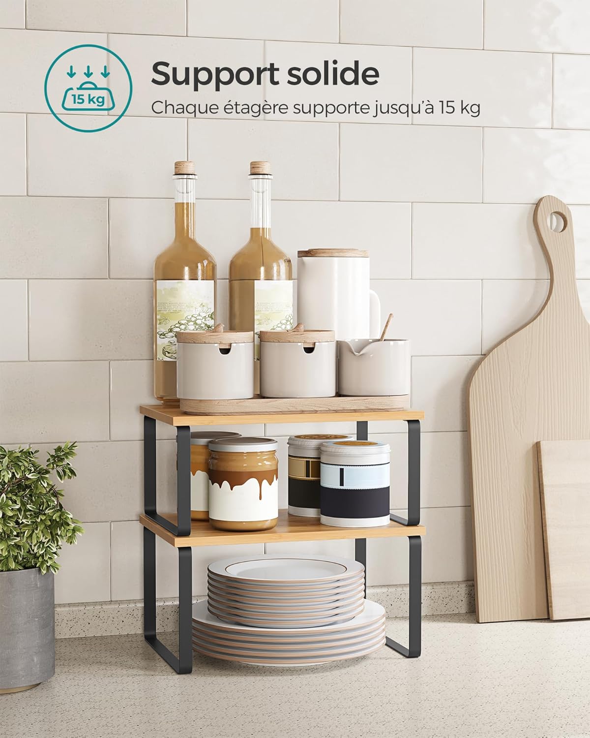 Thumbnail 3 de SONGMICS KCS02NB Étagère à épices extensible, lot de 2 🧂