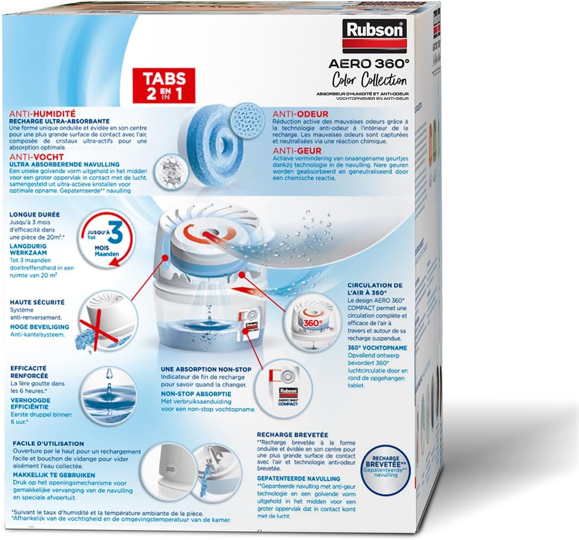 Thumbnail 1 de Rubson Absorbeur d'Humidité Aero 360° Couleur Pêche (1 appareil + 1 recharge 450 g)