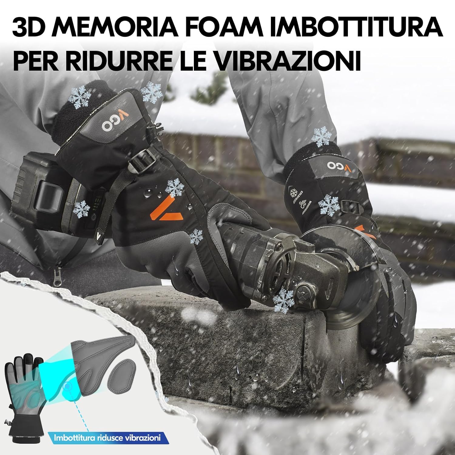 Thumbnail 4 de Vgo... Invernali guanti uomo impermeabili touchscreen termici fino a -20°C, 1 paio