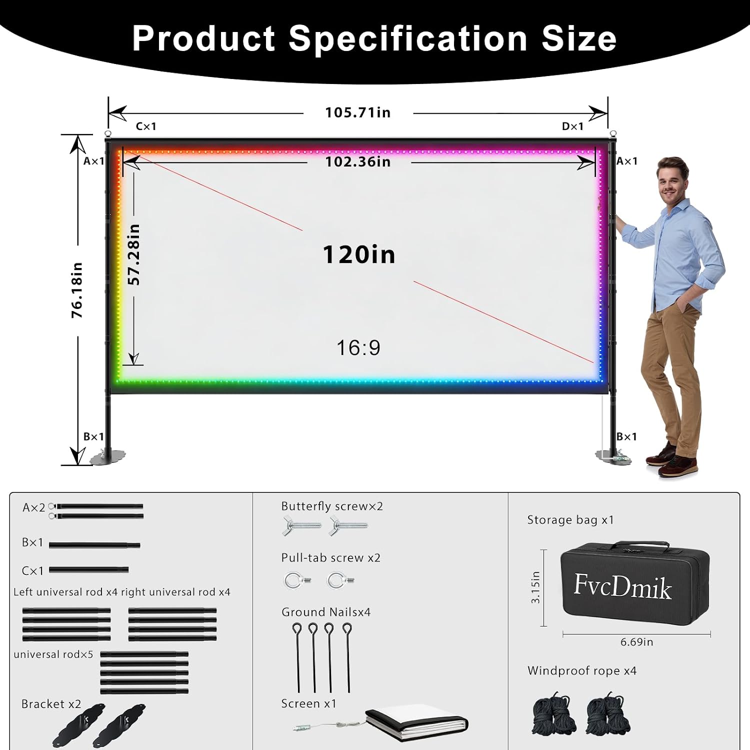 Thumbnail 6 de Outdoor Projector Screen, 120-inch