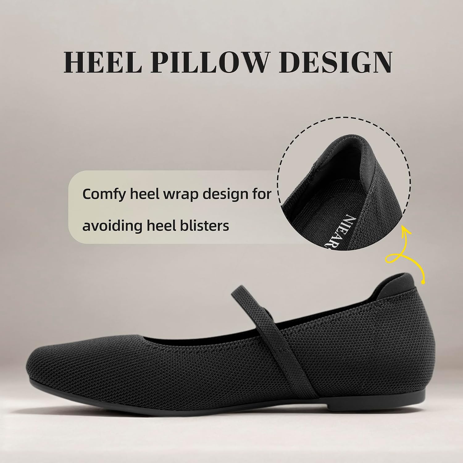 Thumbnail 5 de NIEARDAN Women’s Square Toe Slip-On Ballet Flats with Adjustable Ankle Strap