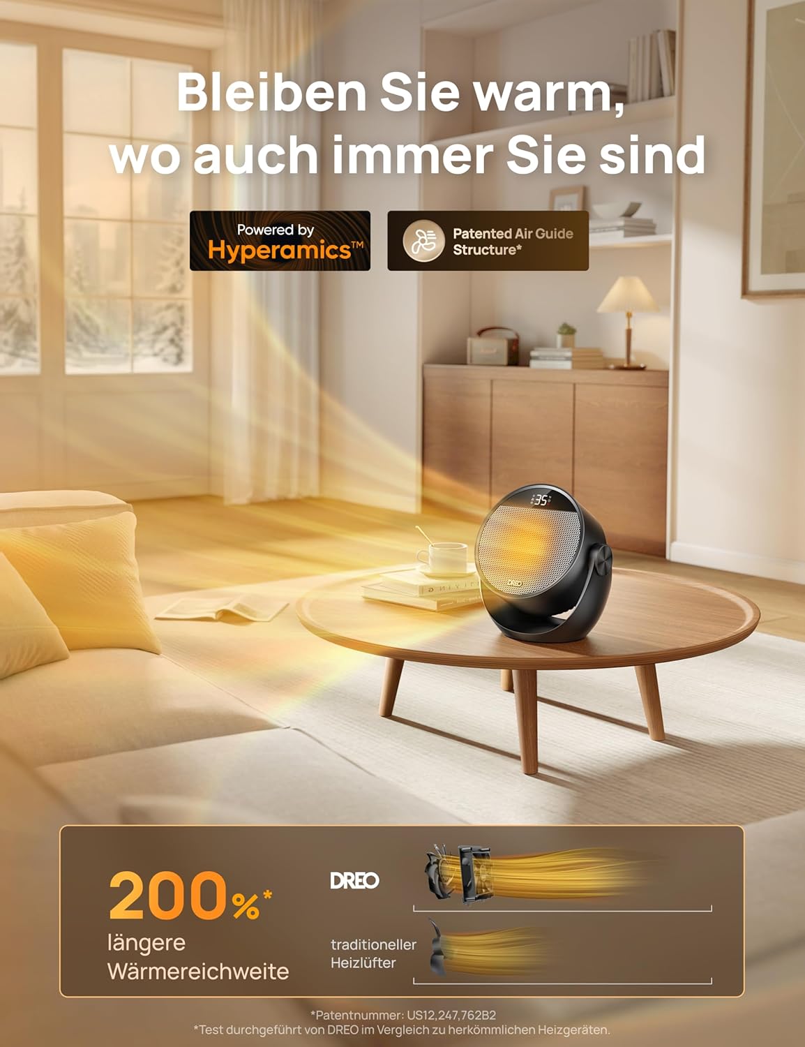 Detalle de Dreo Heizlüfter 1500W leise Wärme für Zuhause