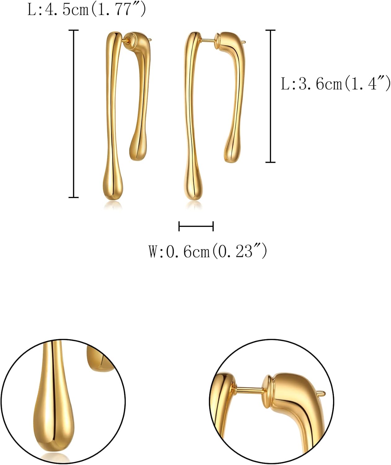Thumbnail 6 de EVER FAITH Ohrringe für Ohrlöcher – goldfarbene Creolen mit Zirkonia, 925 Silber, hypoallergen