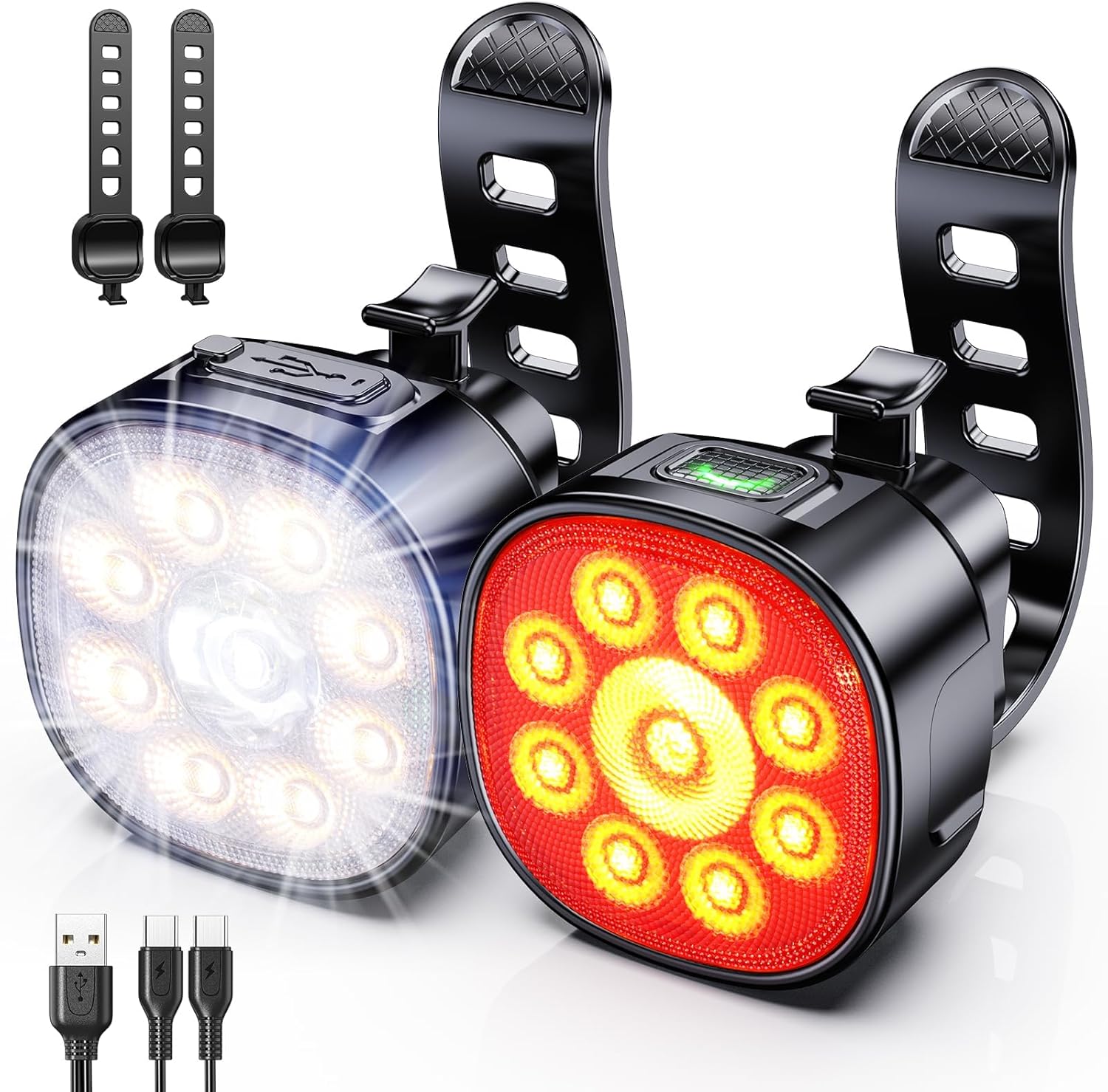 Thumbnail 3 de Cuvccn Bike Lights Super Bright: Front & Rear USB Rechargeable Set for Night Riding
