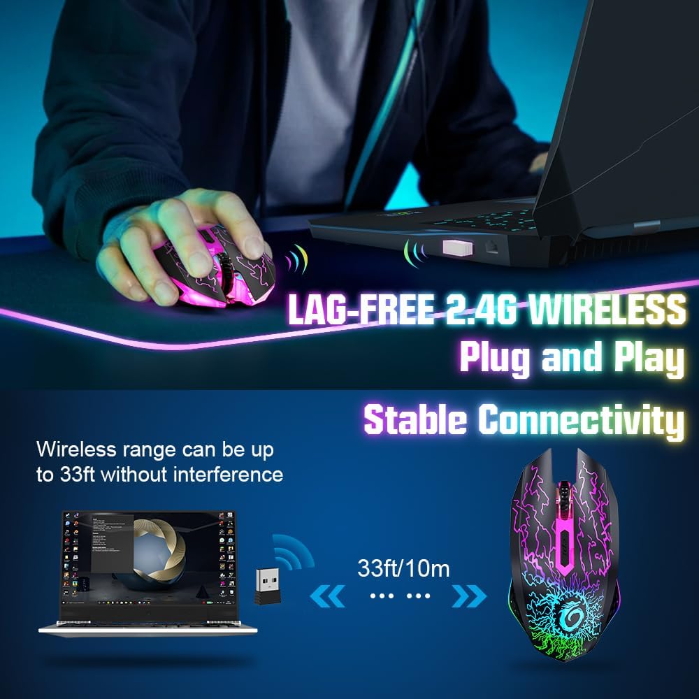 Detalle de VersionTECH Wireless Gaming Mouse 3-level DPI