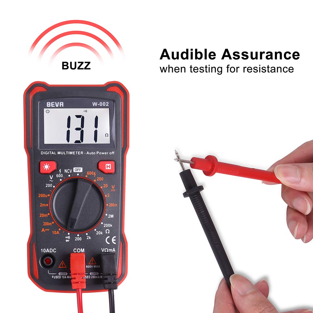 Detalle de BEVA digitale multimeter met achtergrondverlichting en temperatuurmeting tot 1.000 °C